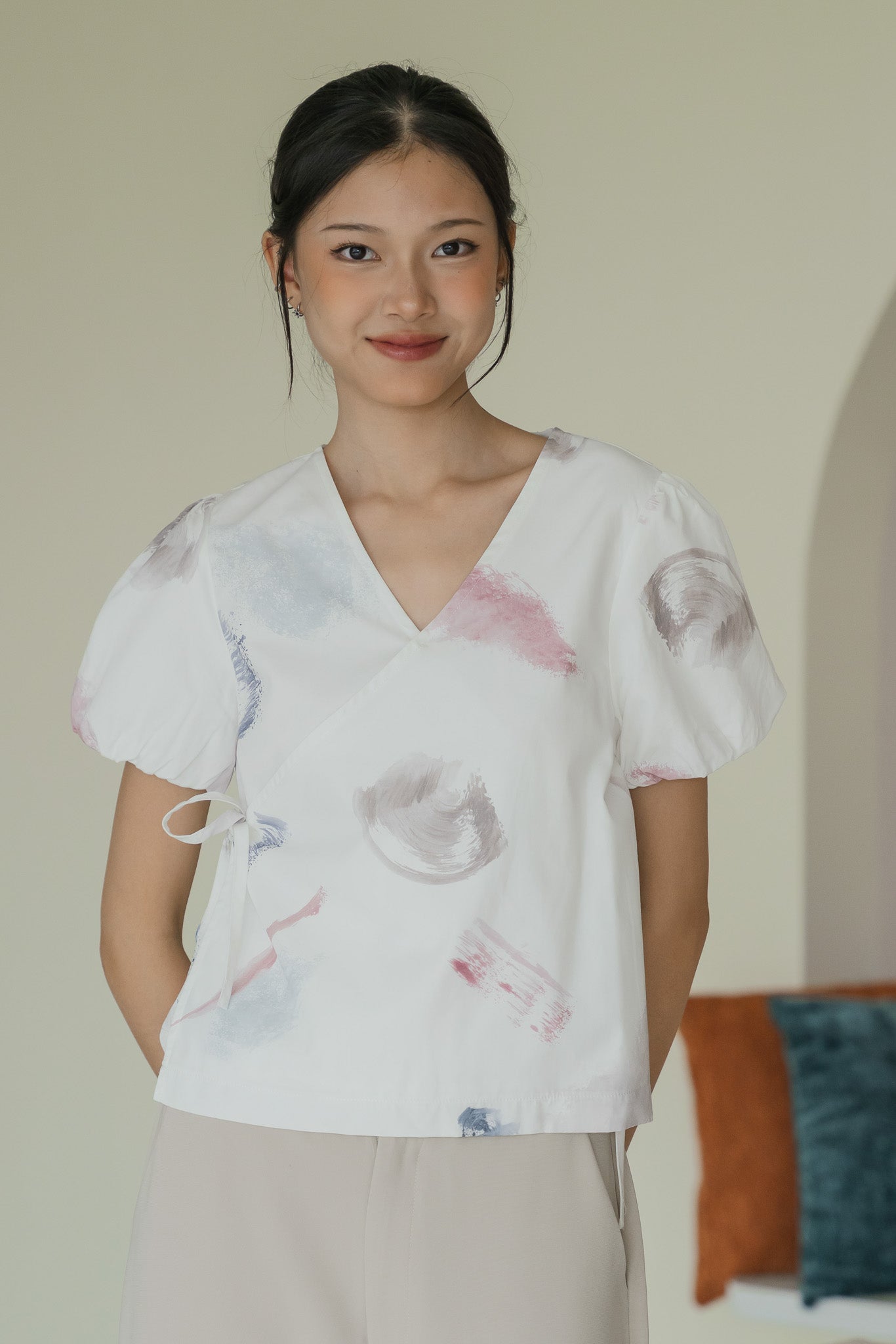 Reverie Sleeved Wrap Top in Petal Dust