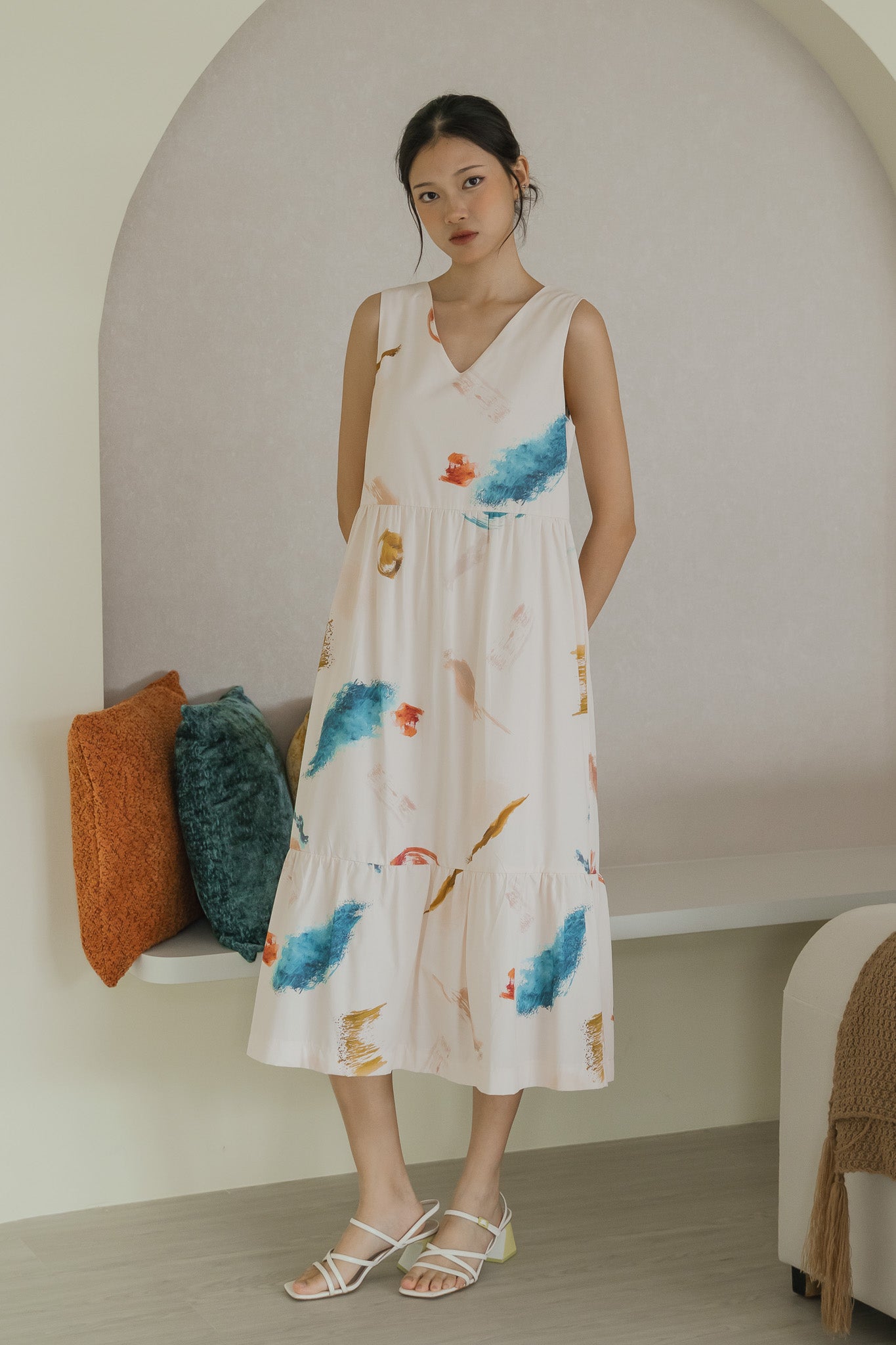 Reverie Sleeveless Midi Dress in Wild Terra