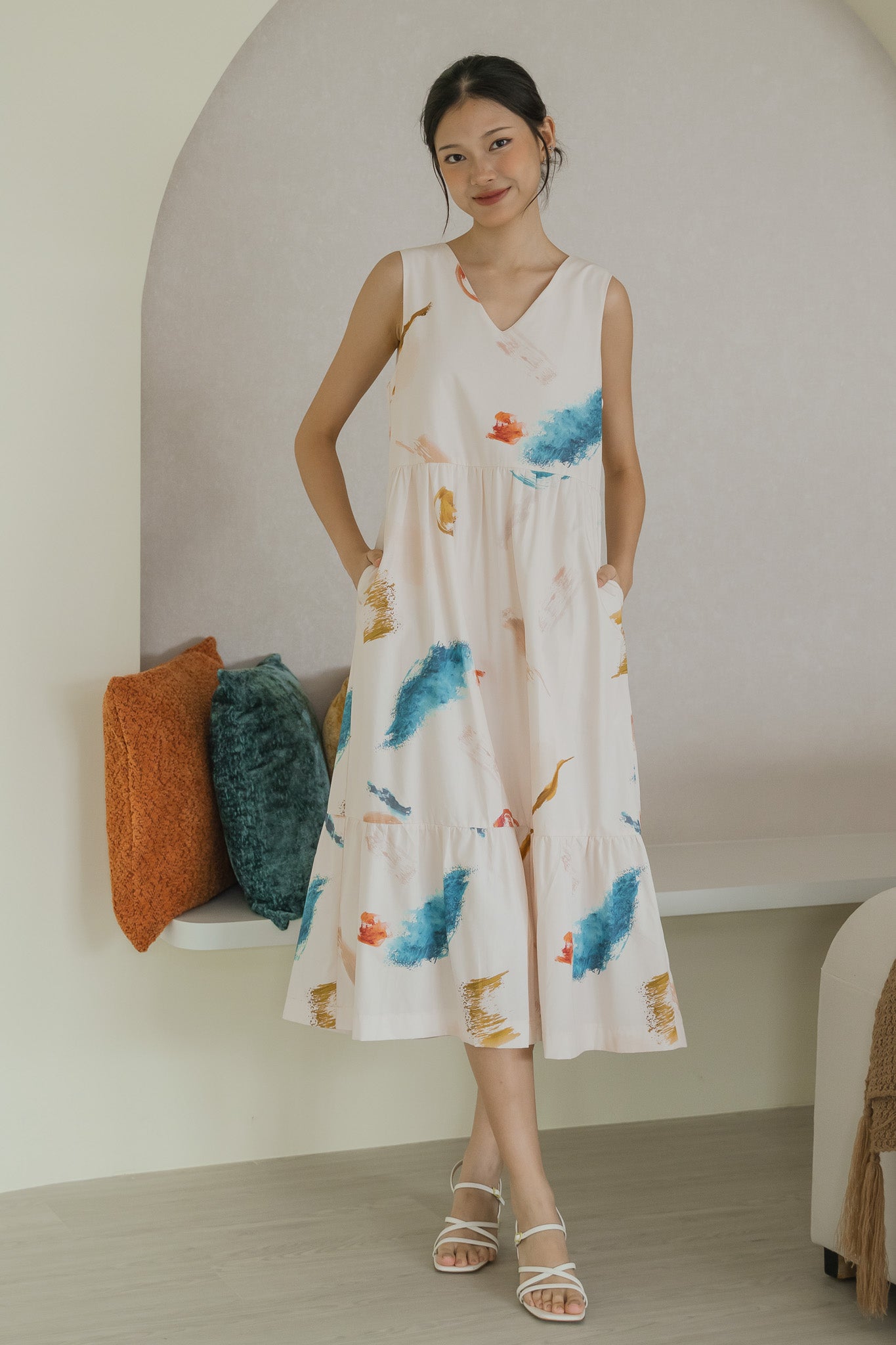 Reverie Sleeveless Midi Dress in Wild Terra