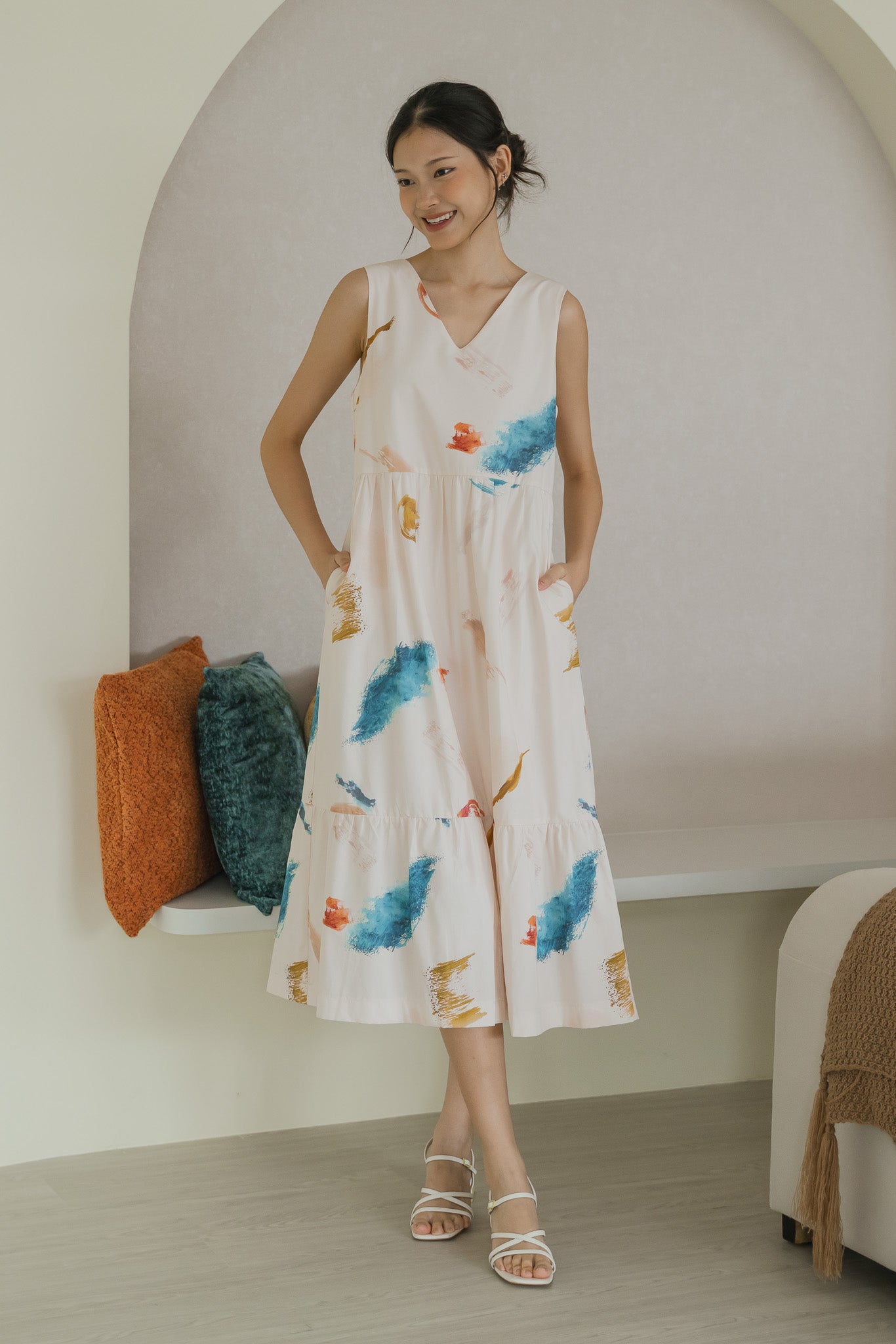Reverie Sleeveless Midi Dress in Wild Terra