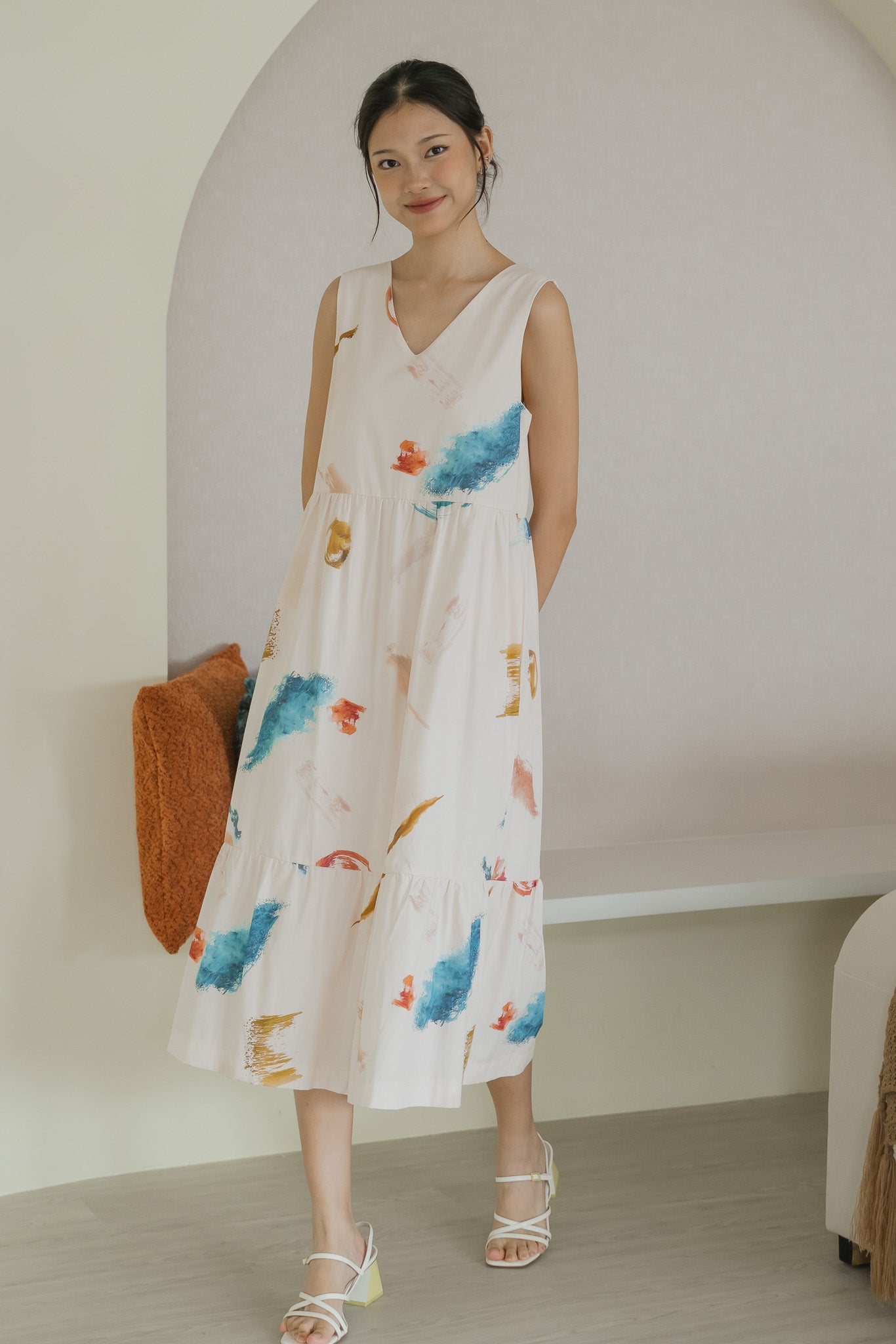 Reverie Sleeveless Midi Dress in Wild Terra