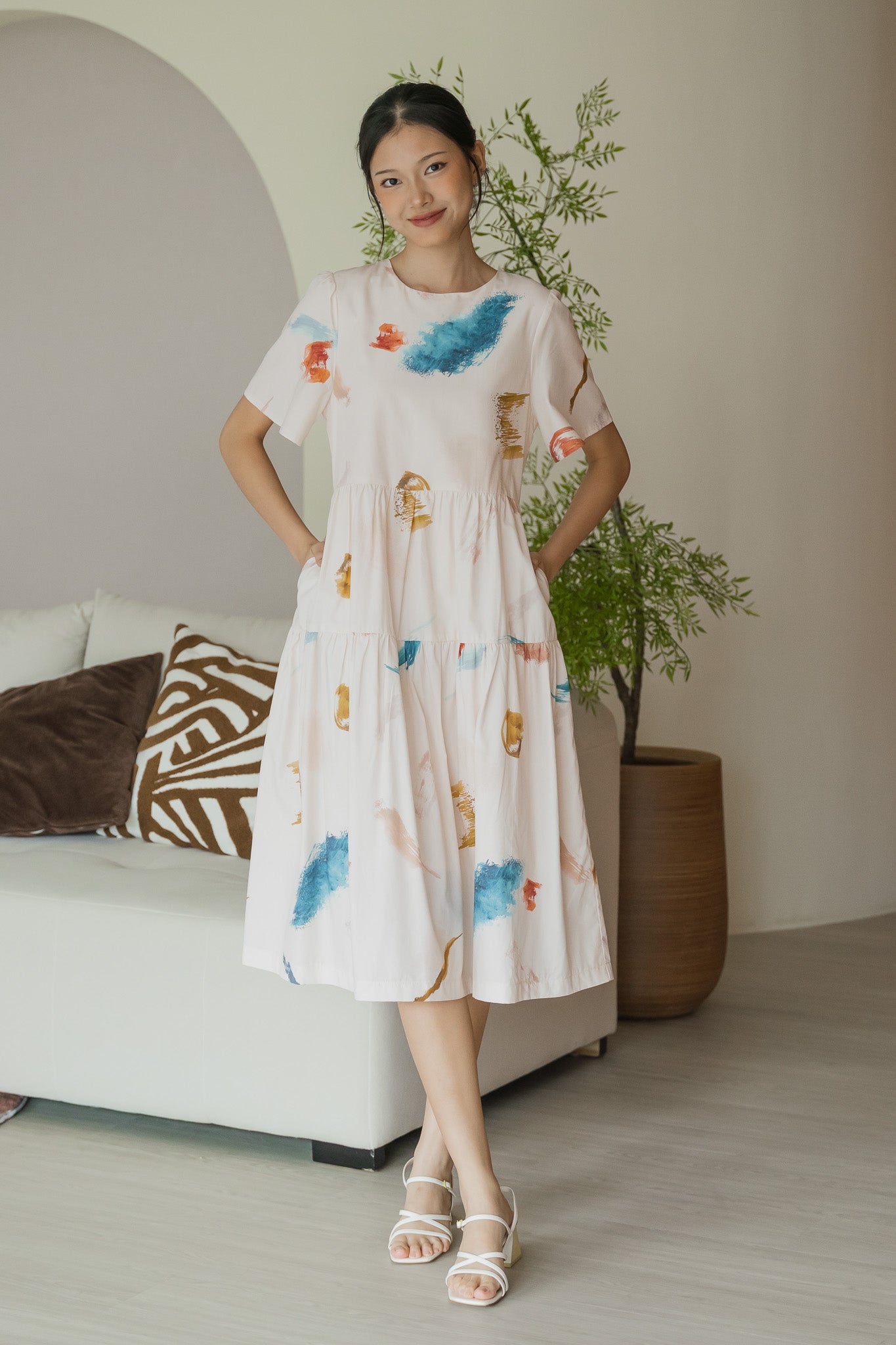 Reverie Sleeved Midi Dress in Wild Terra