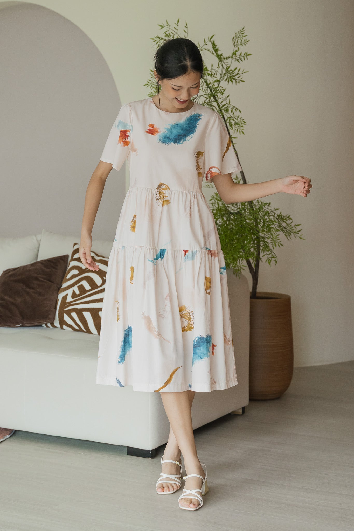 Reverie Sleeved Midi Dress in Wild Terra