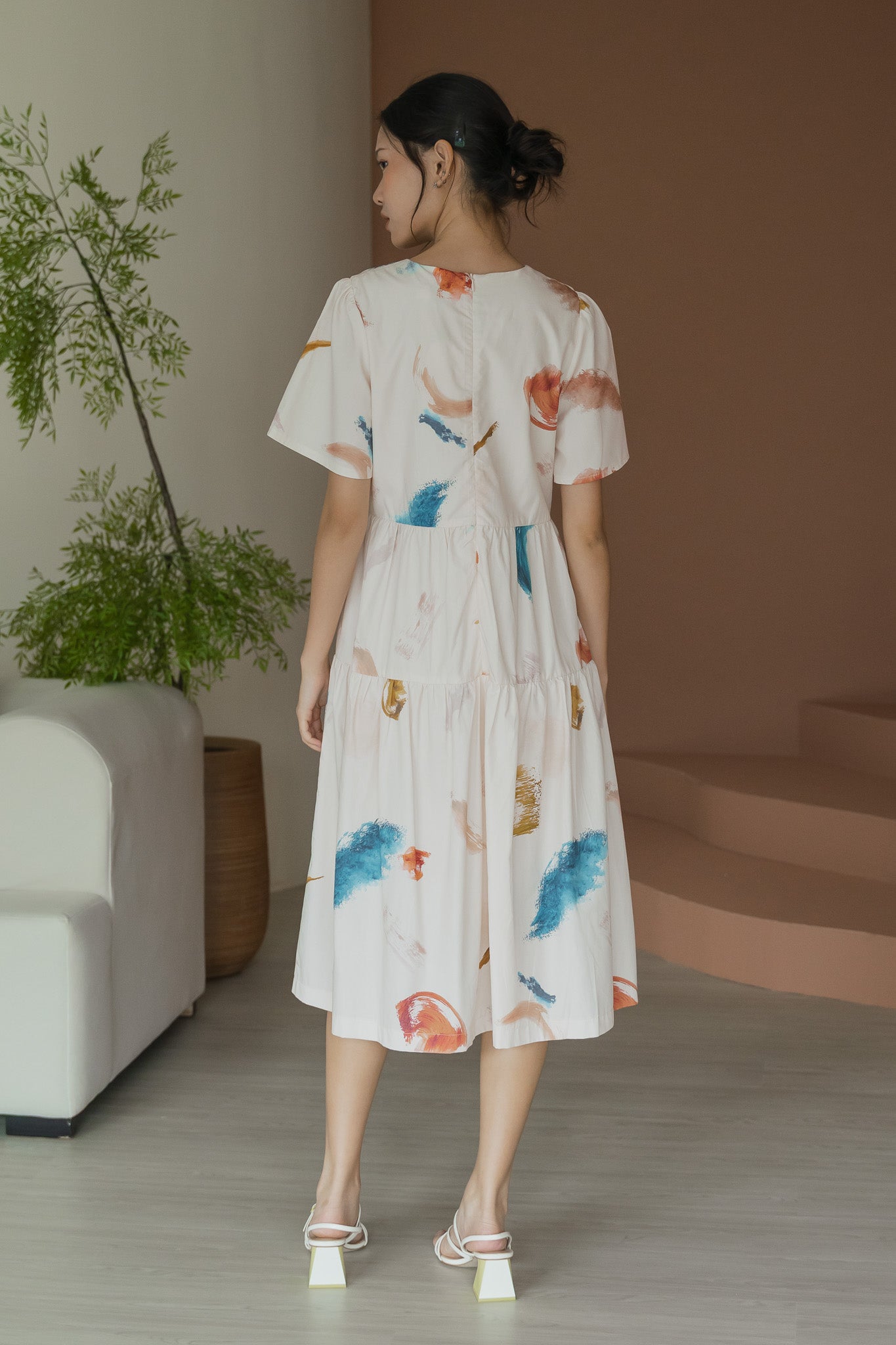 Reverie Sleeved Midi Dress in Wild Terra