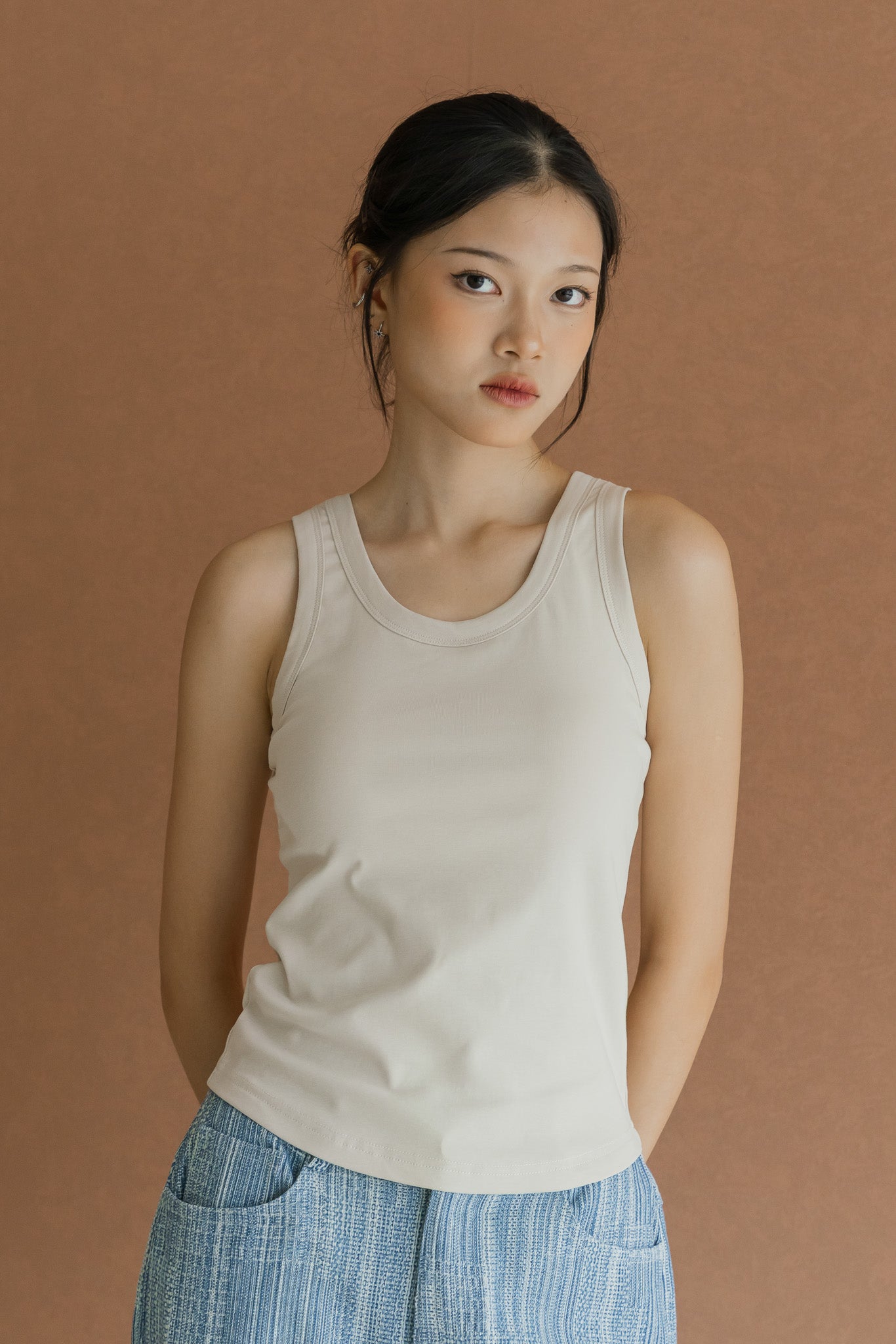 Comfy Padded Tank in Beige