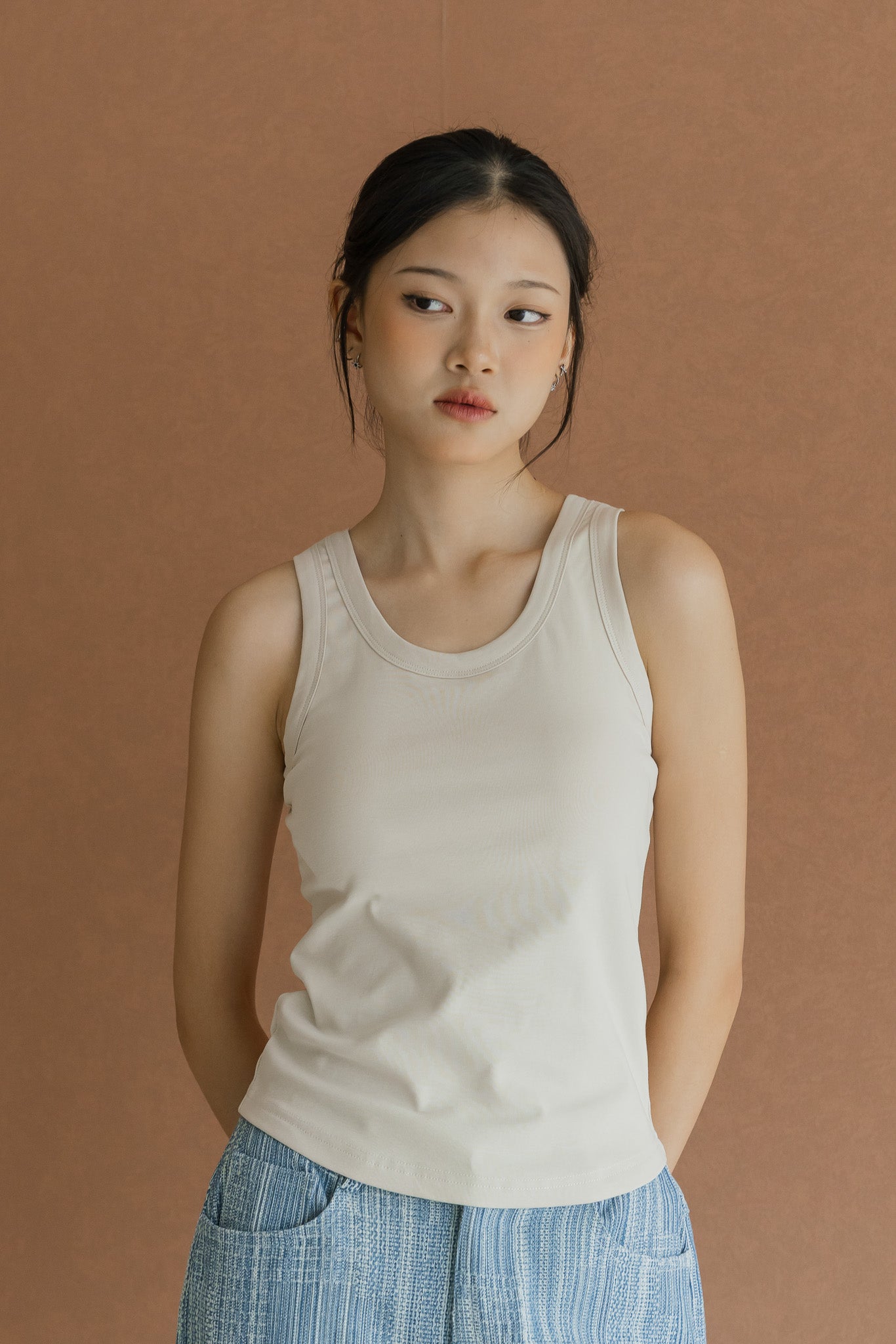 Comfy Padded Tank in Beige