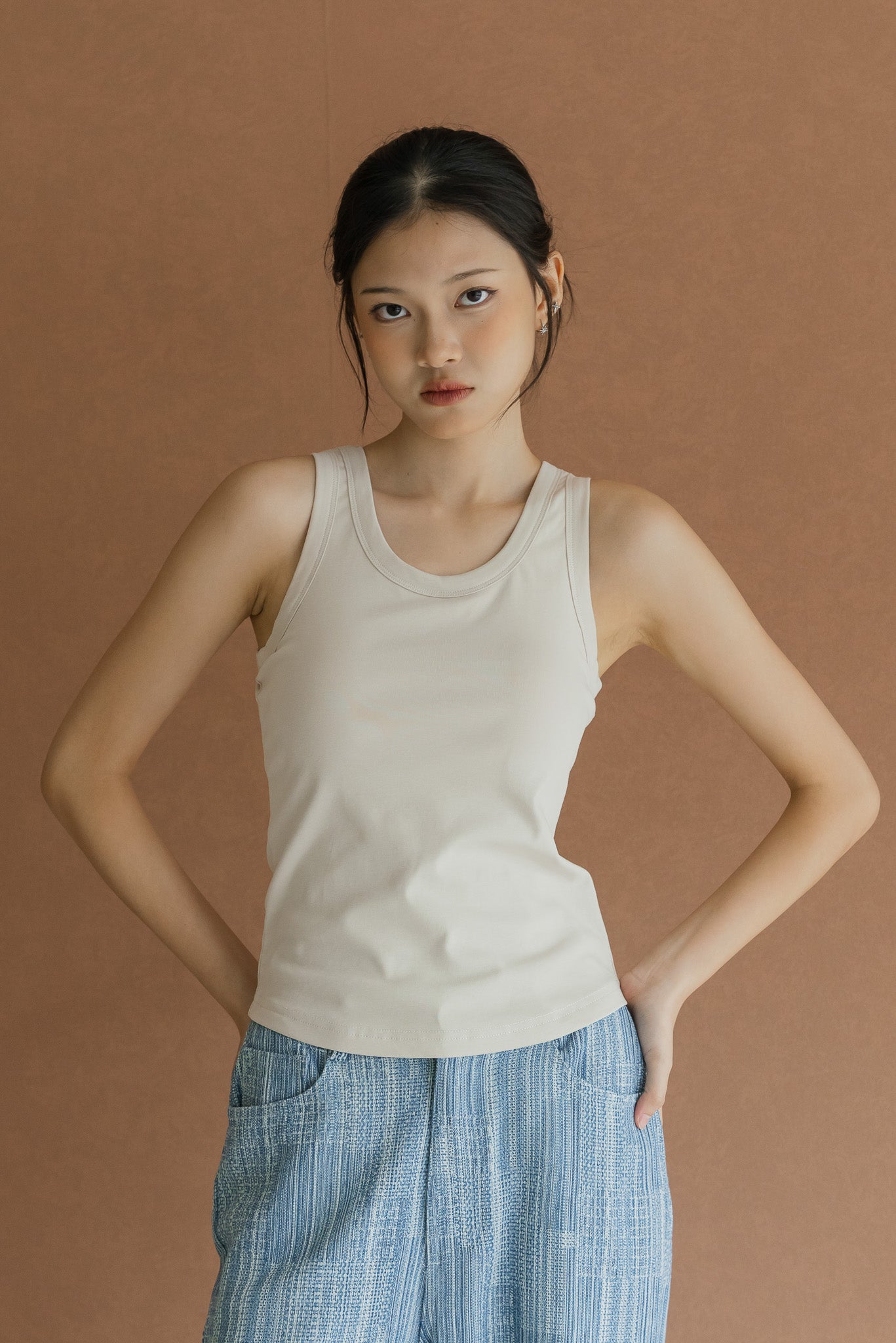 Comfy Padded Tank in Beige