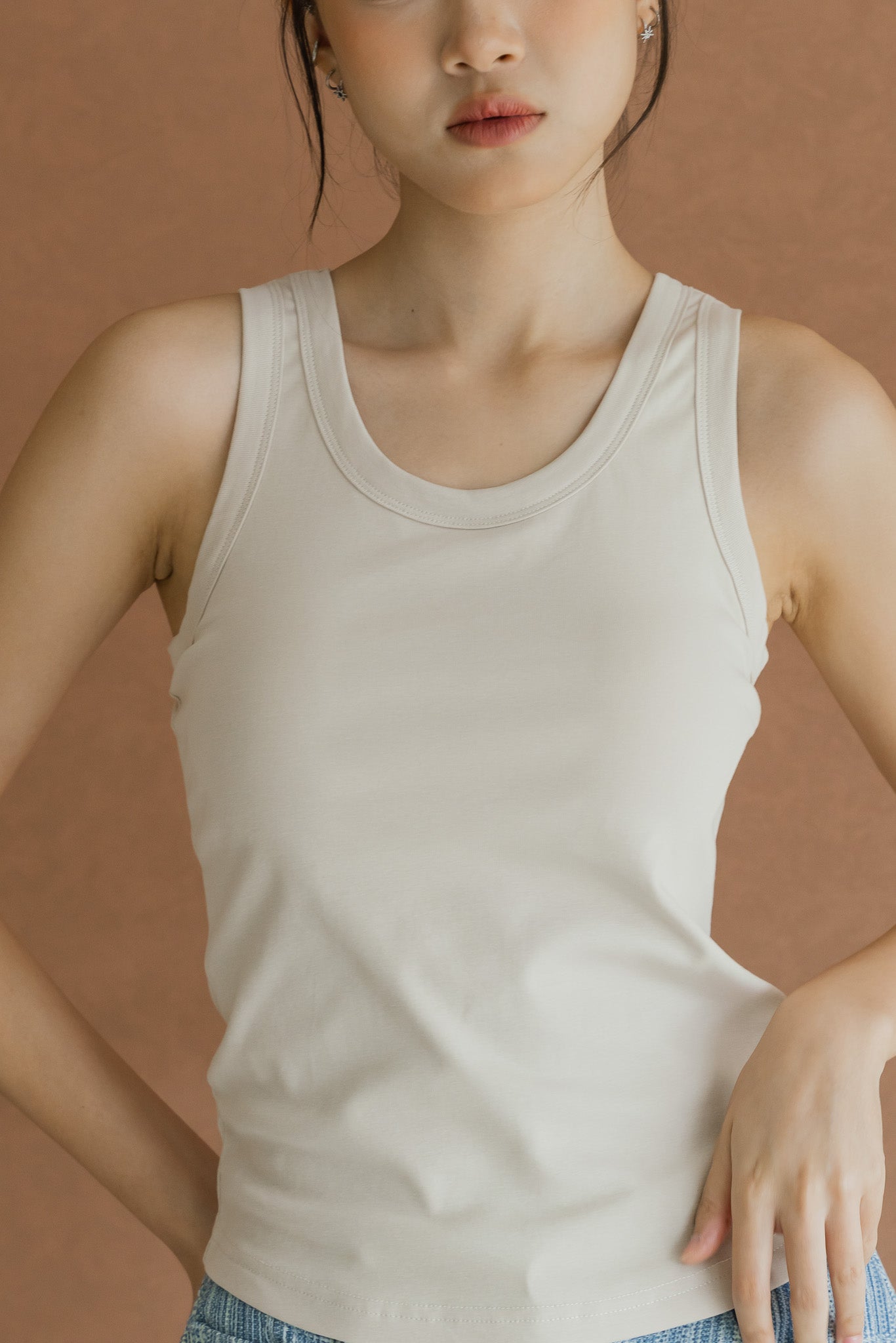 Comfy Padded Tank in Beige