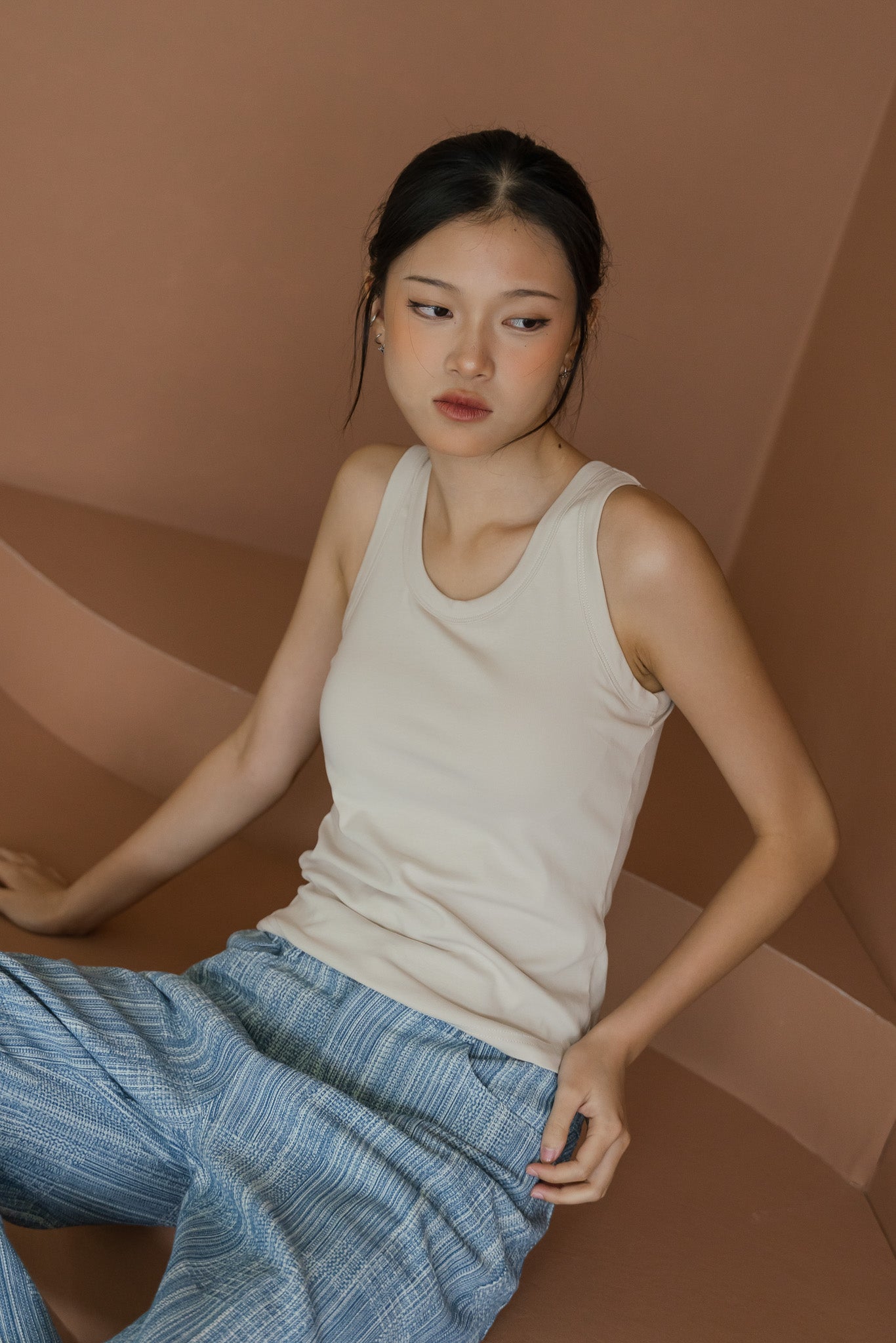 Comfy Padded Tank in Beige