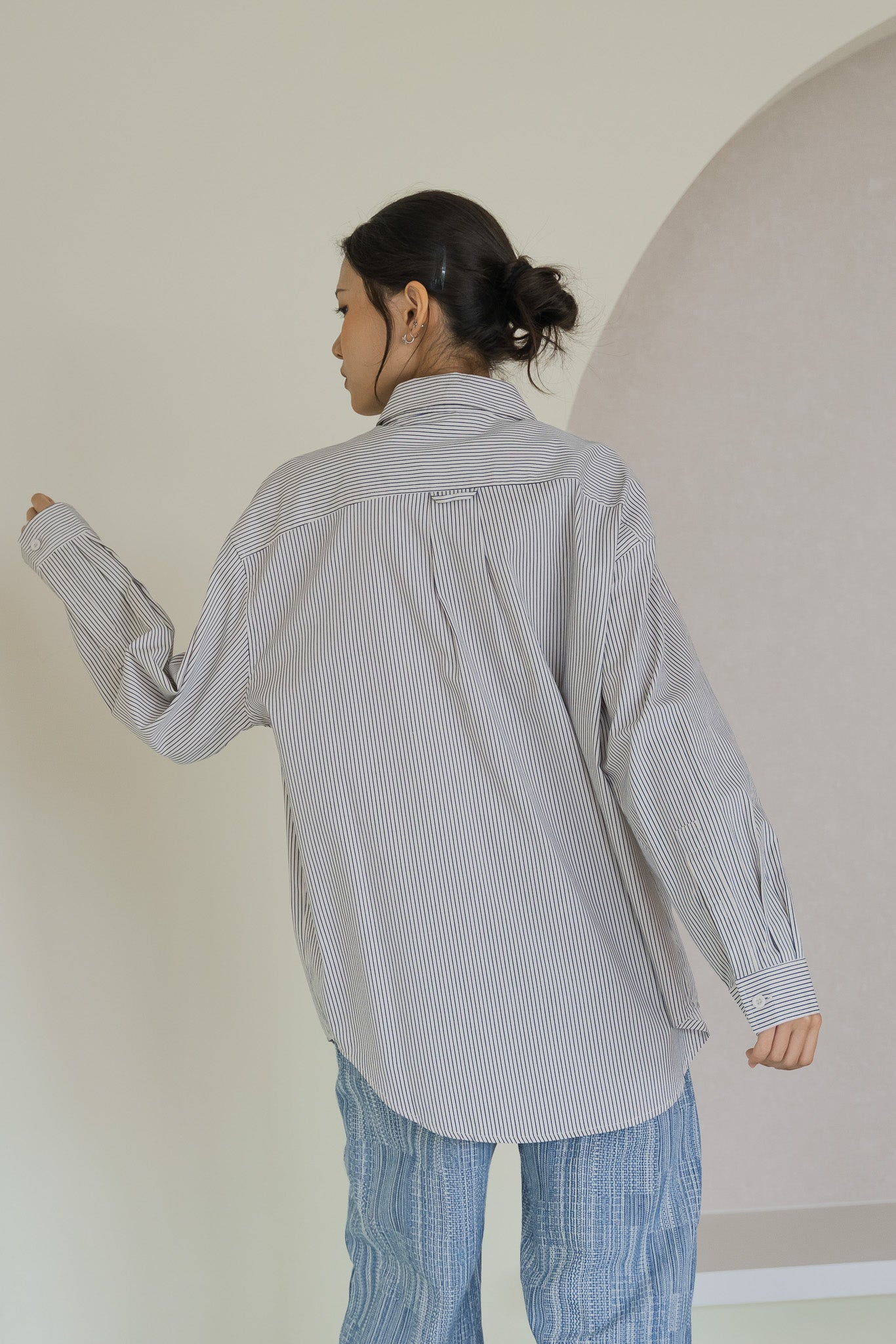 Striped Oversized Shirt in White