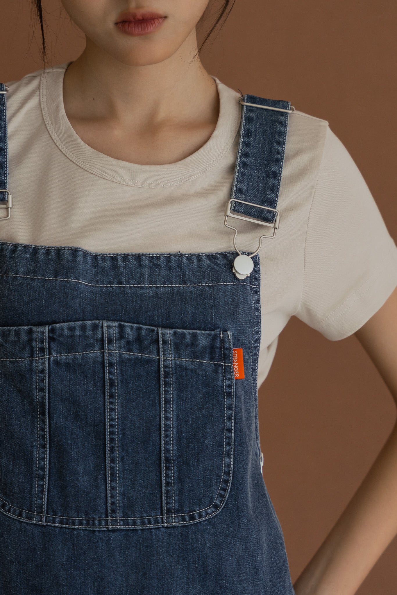 STRANGER Denim Short Bib in Dark Wash