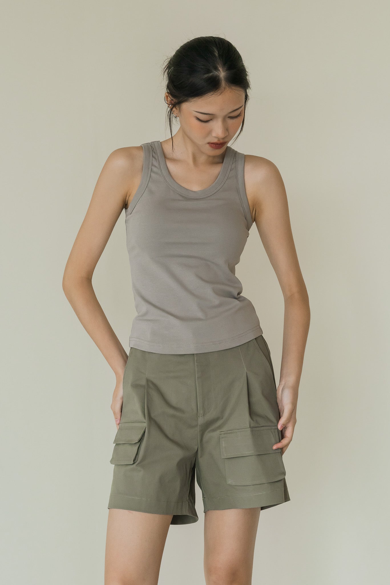 Comfy Padded Tank in Khaki