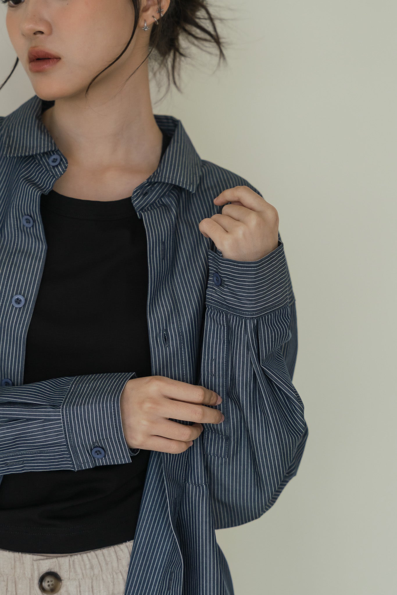 Striped Oversized Shirt in Navy