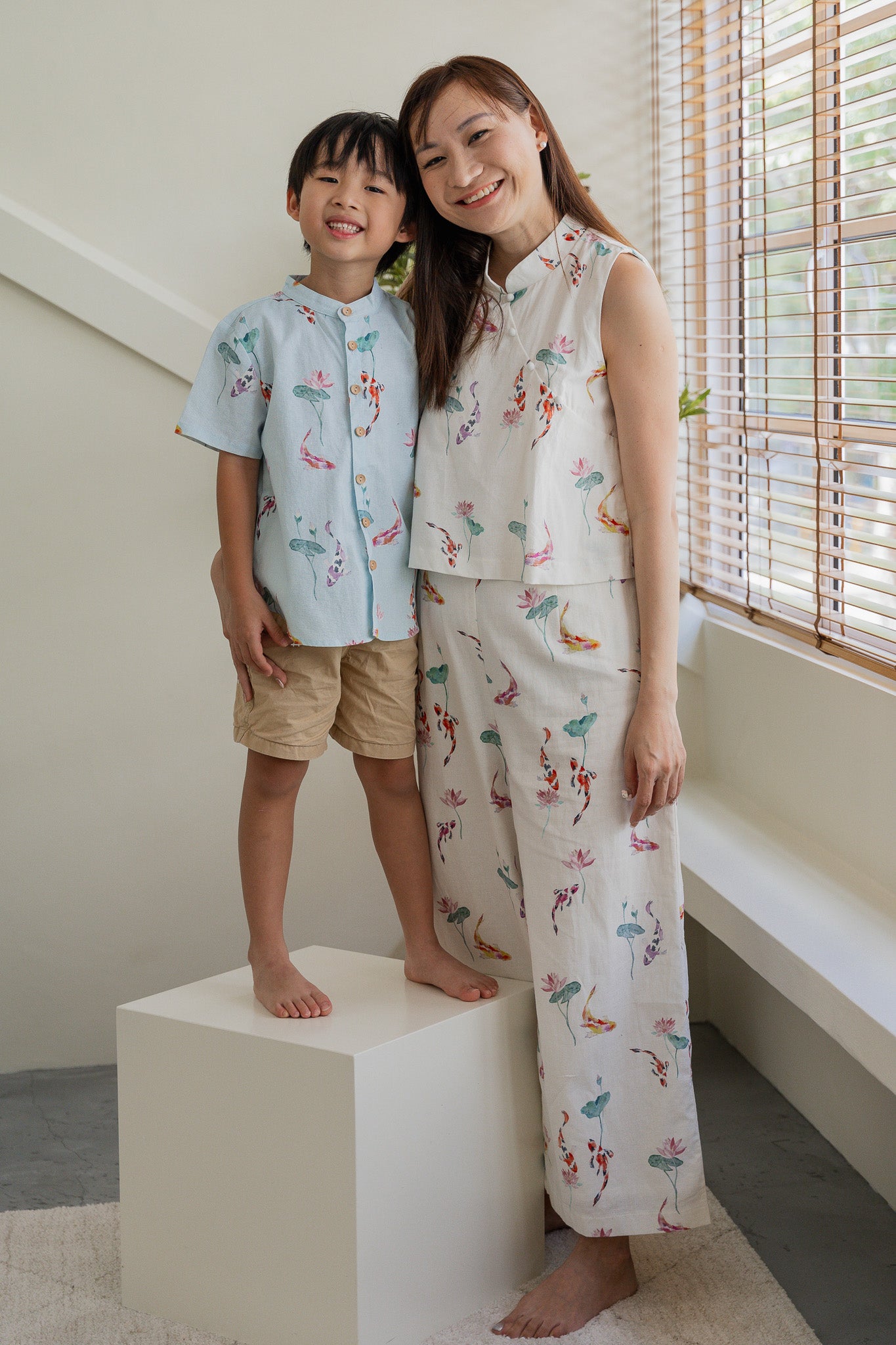 Abundance Kid's Mandarin Linen Shirt in Flow