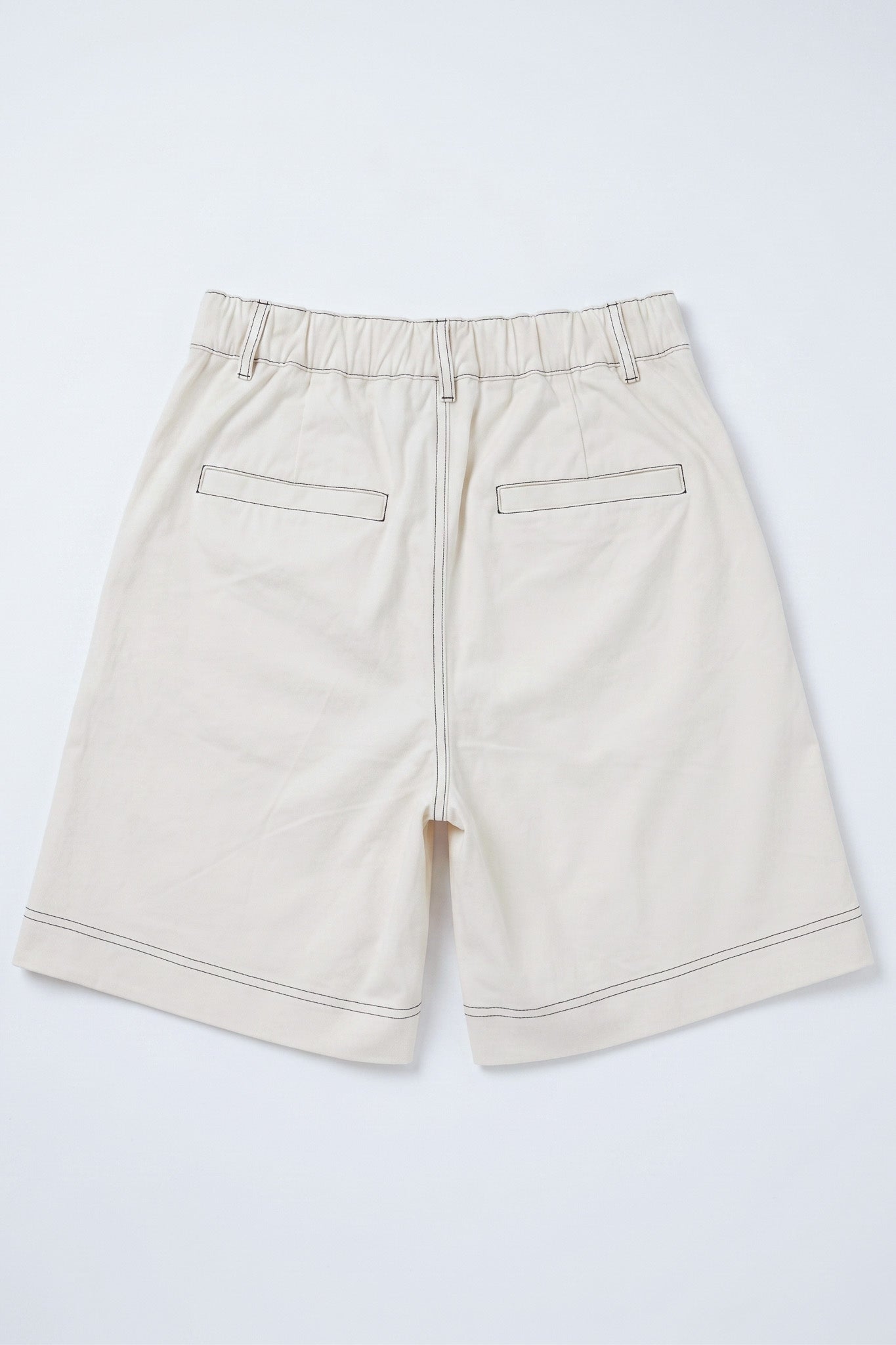 Contrast Stitch Twill Berms in Cream+Green
