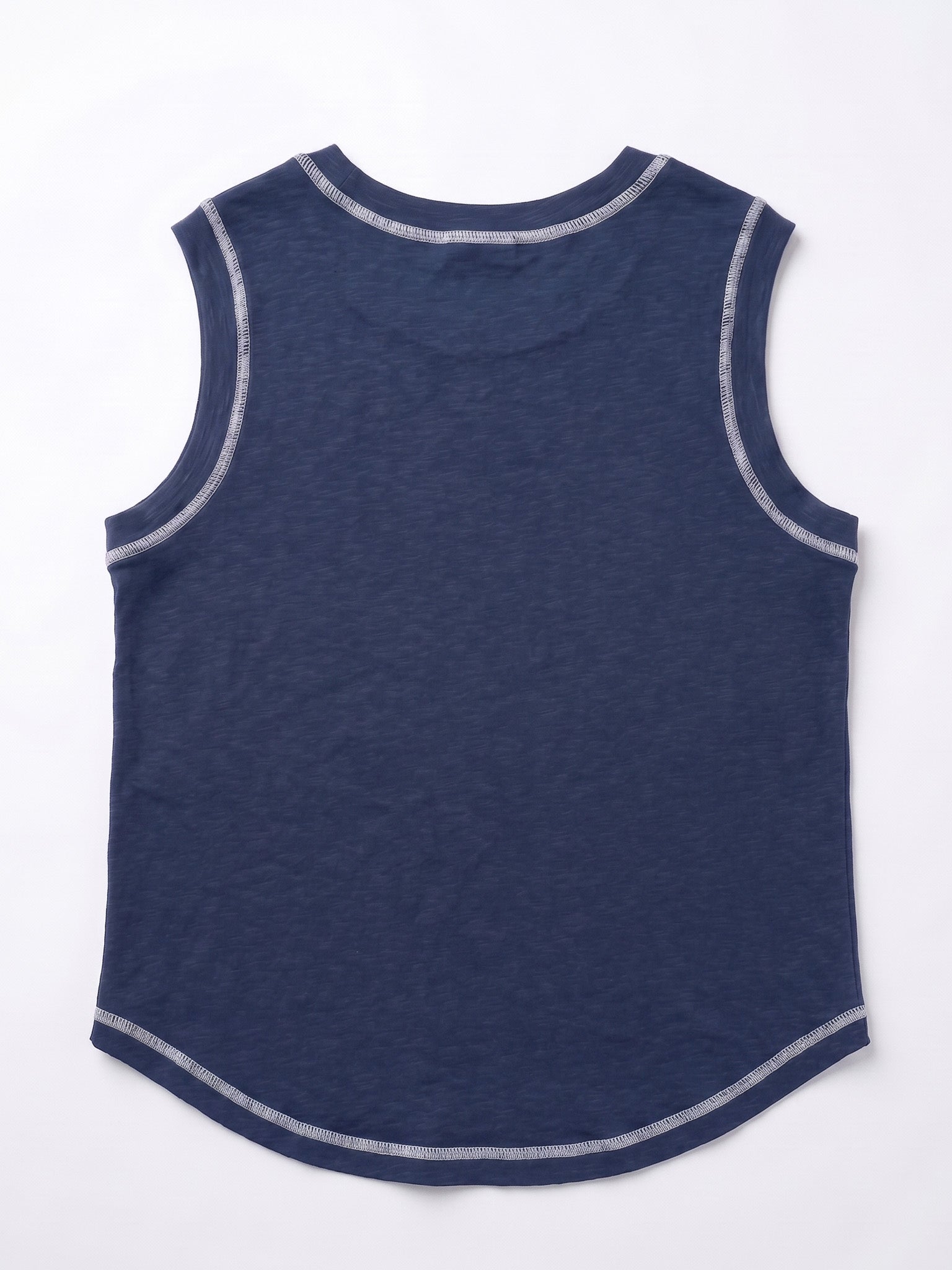 Contrast Stitch Tank Top in Navy+Cream