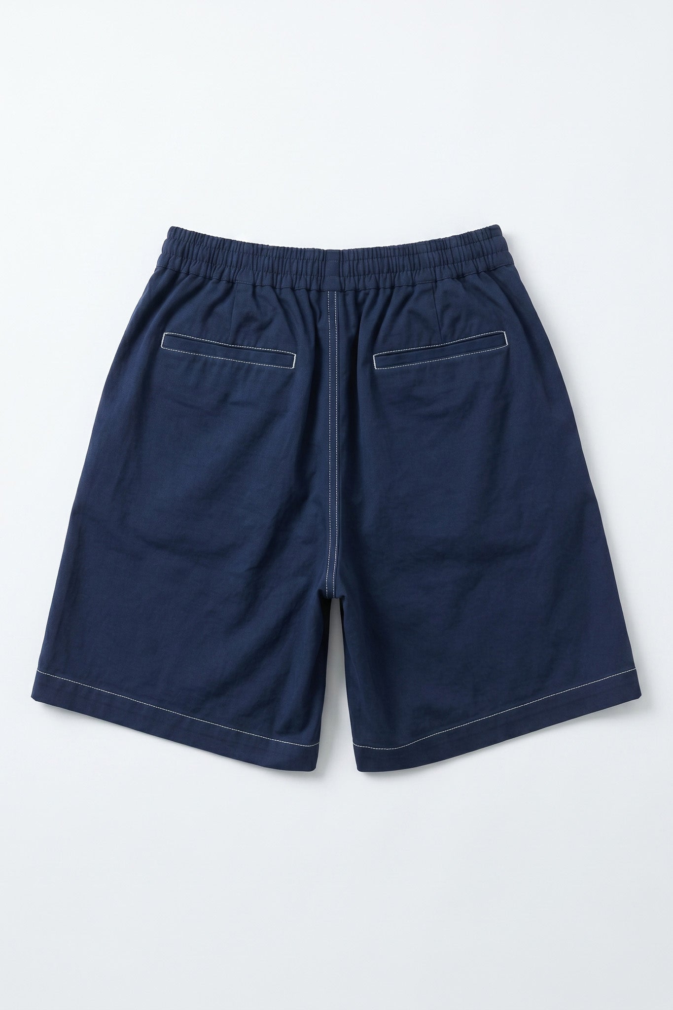 Contrast Stitch Twill Berms in Navy+Cream