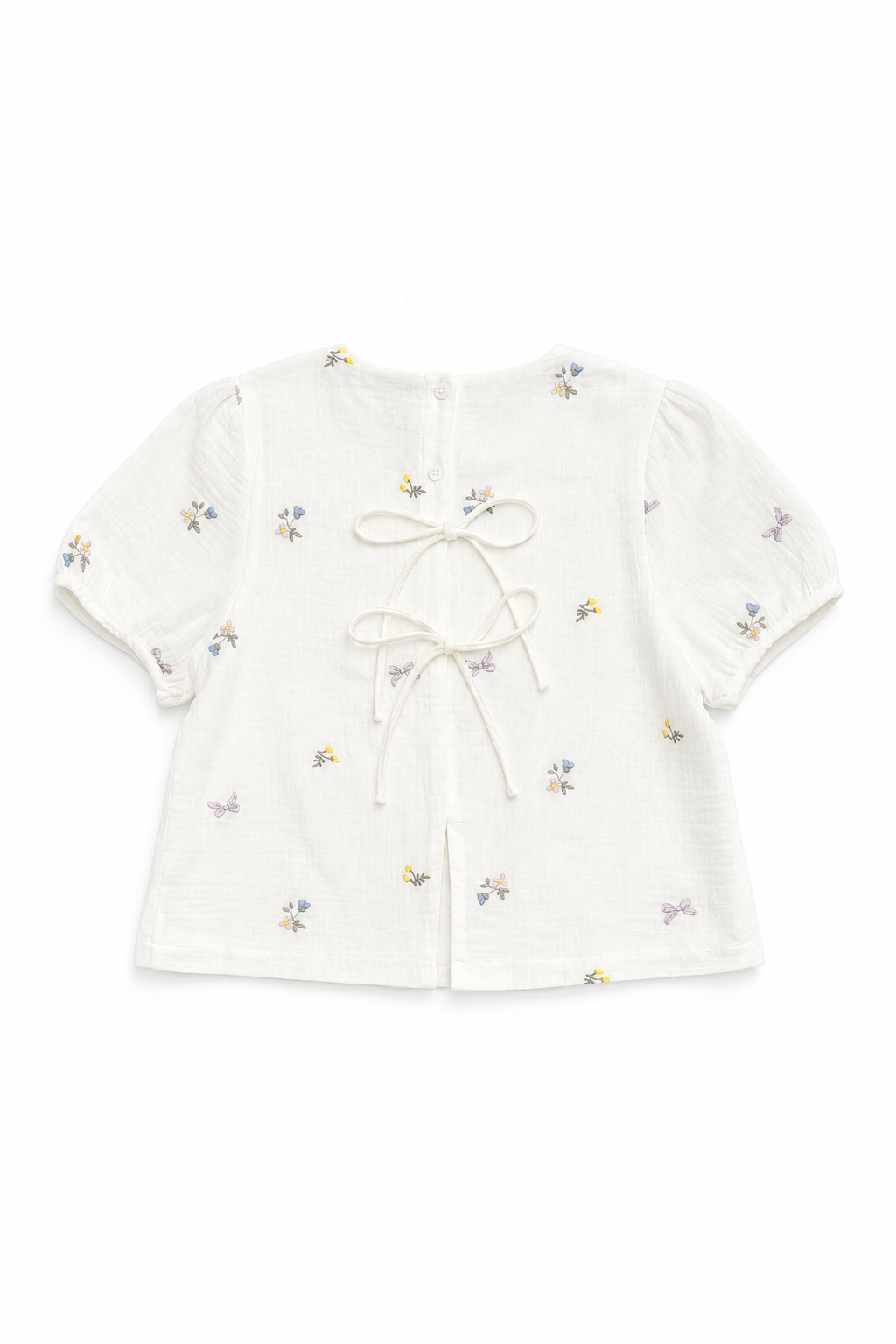 Embroidery Muslin Short Slv Blouse in White