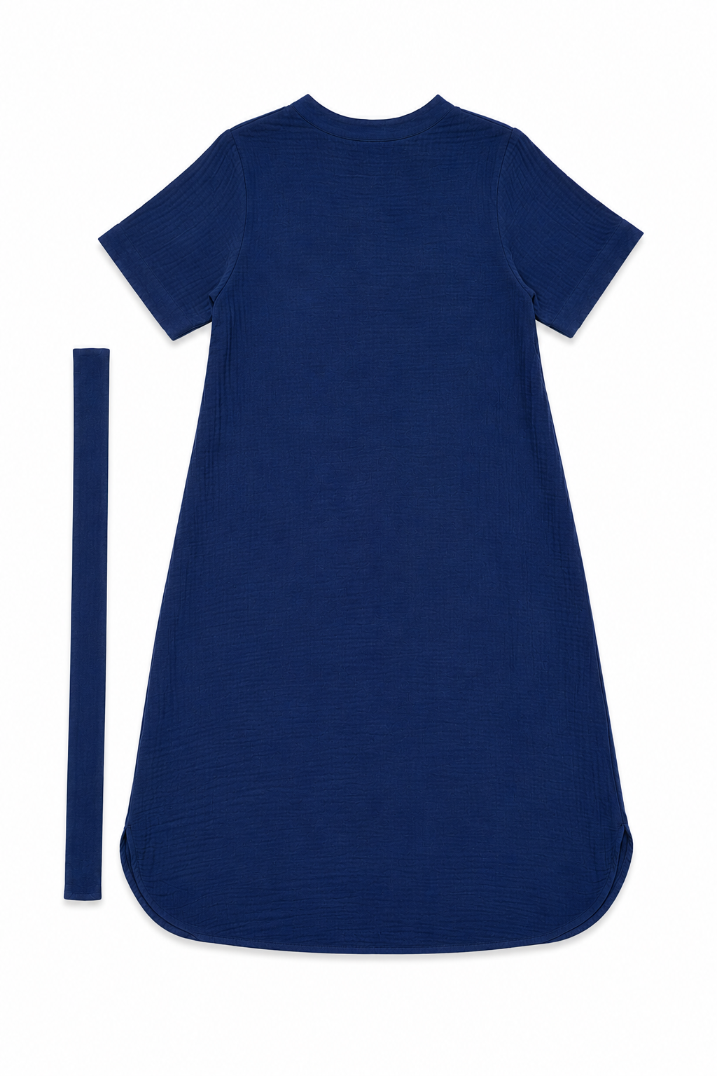 Mandarin Collar Muslin Dress in Navy