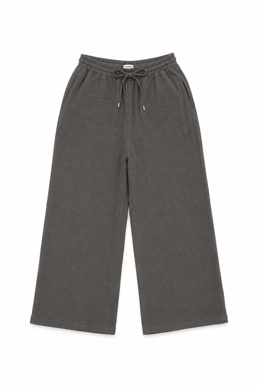 Wide Leg Muslin Long Pants in Army Green