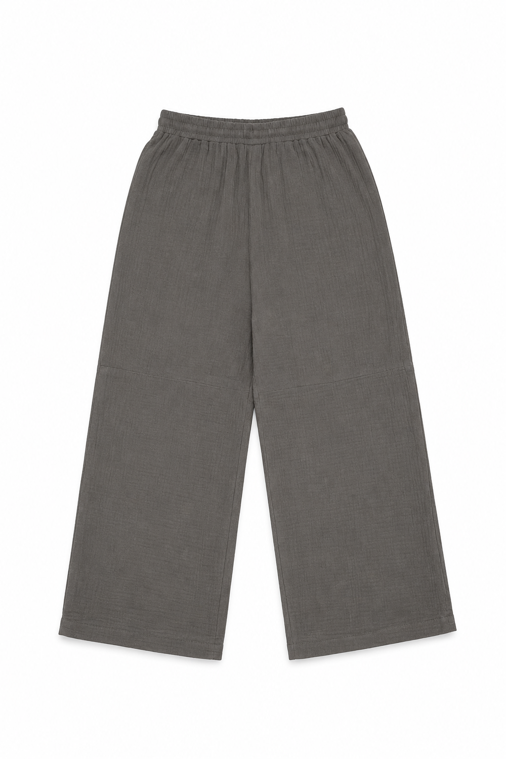 Wide Leg Muslin Long Pants in Army Green
