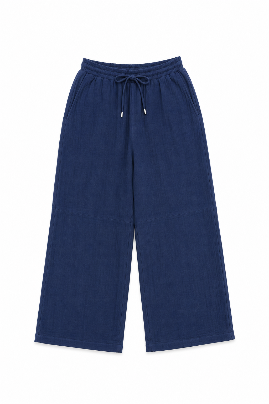 Wide Leg Muslin Long Pants in Navy