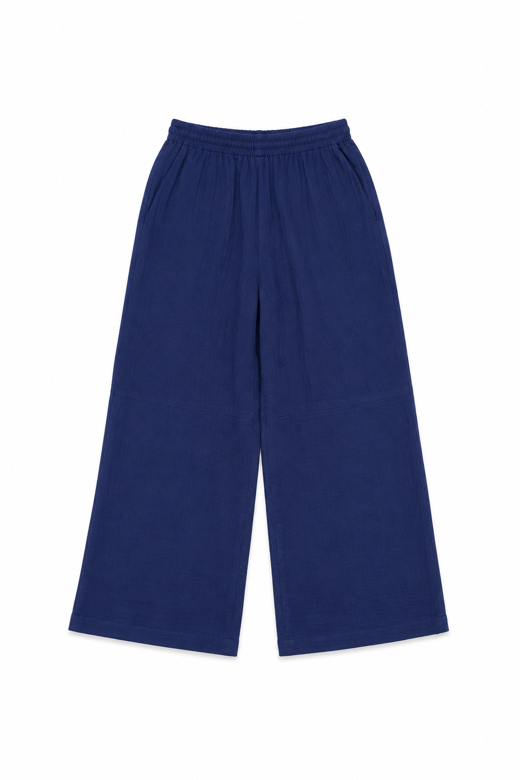 Wide Leg Muslin Long Pants in Navy