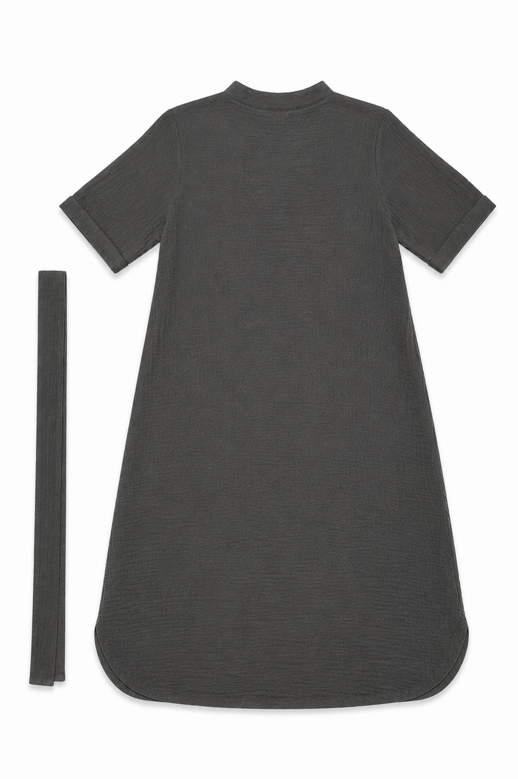 Mandarin Collar Muslin Dress in Army Green