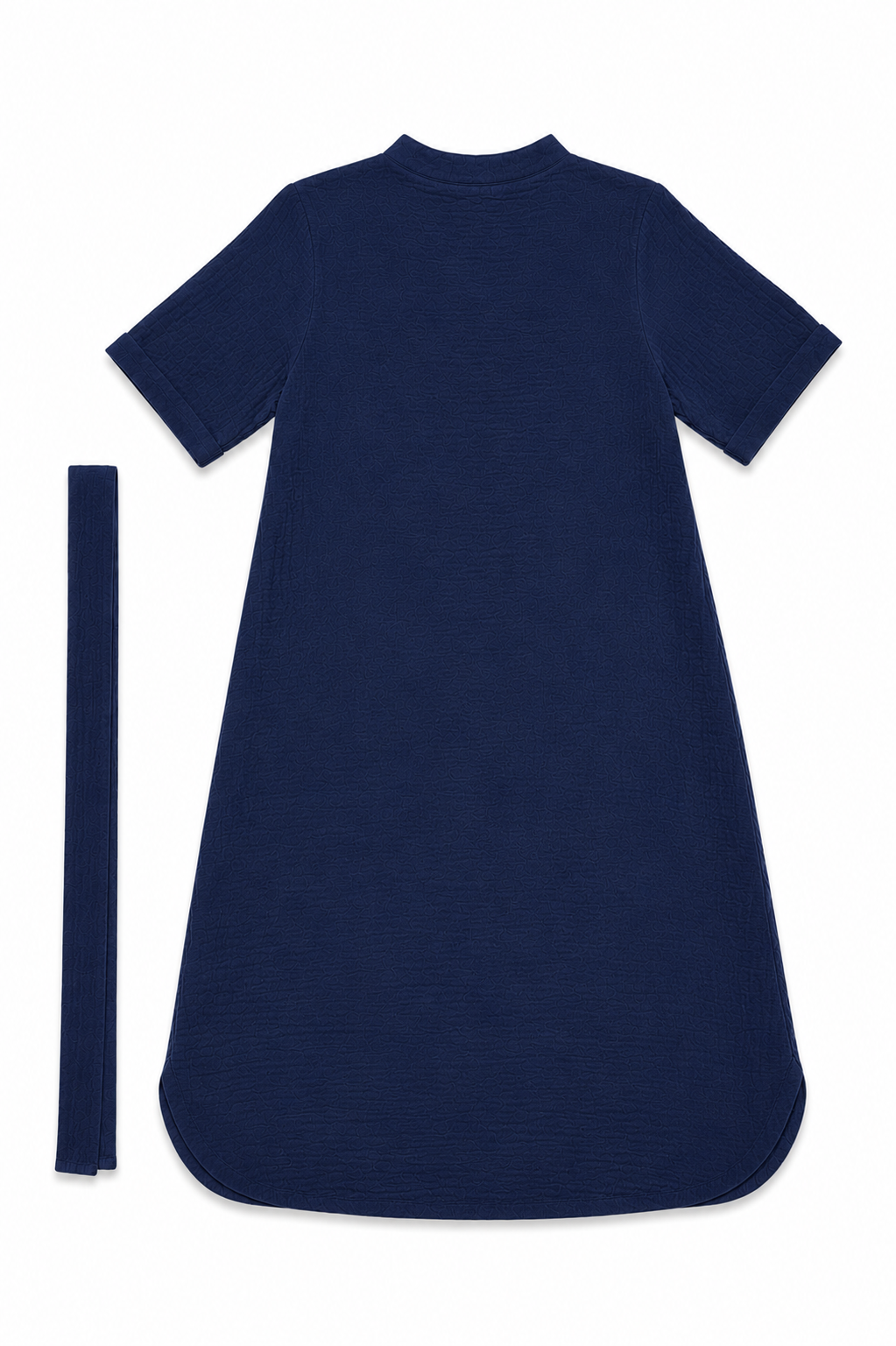 Mandarin Collar Muslin Dress in Navy