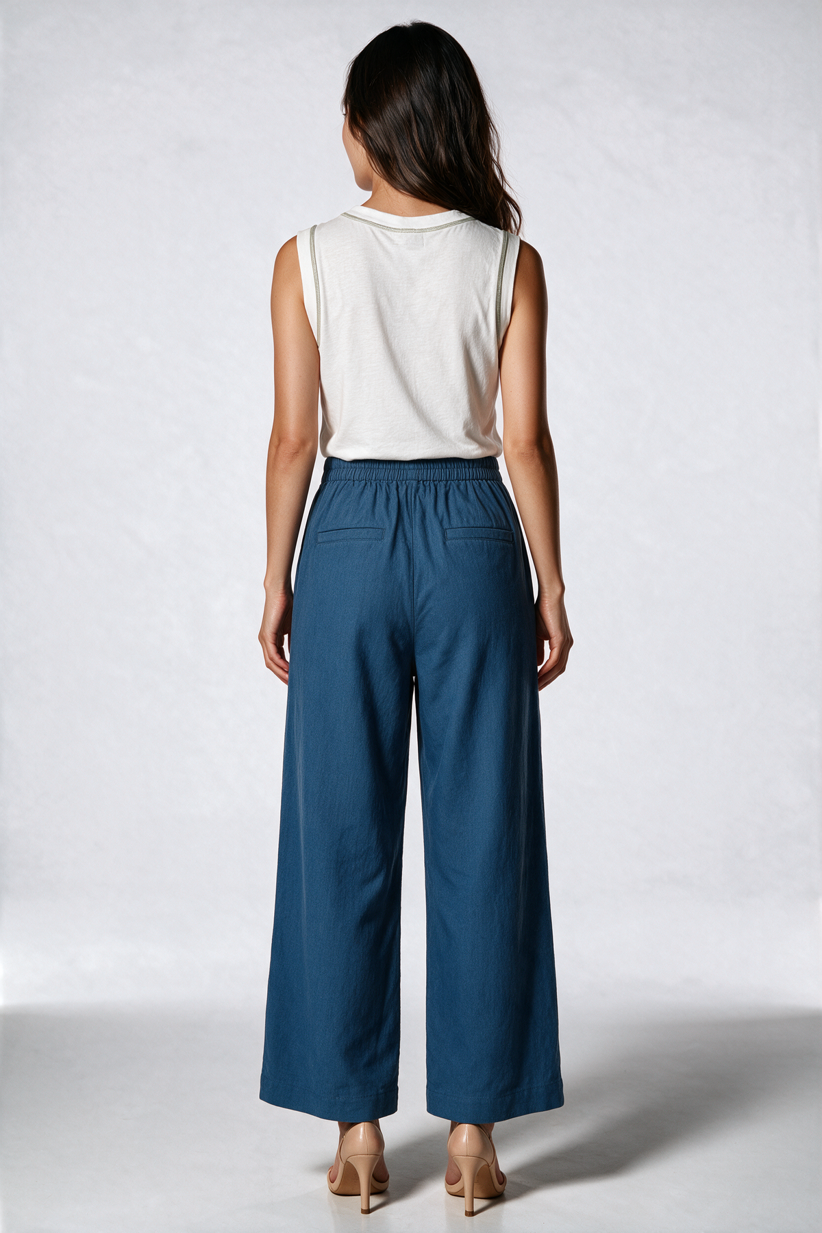 Tencel Denim Long Pants in Mid Wash
