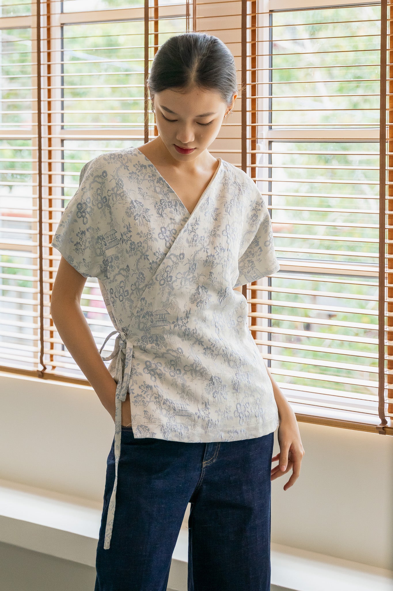 Jacquard Kimono Wrap Top