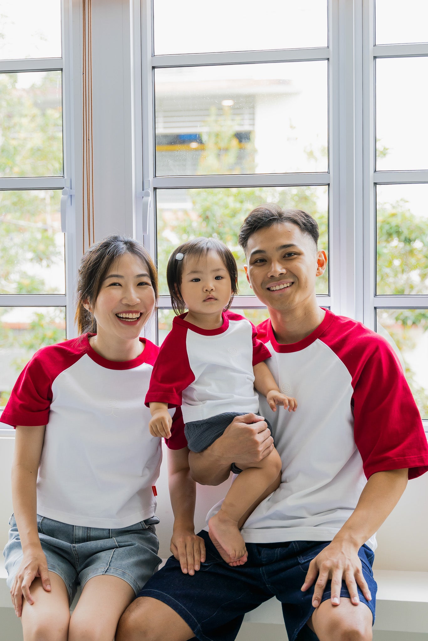 Colour Block Baseball Kid's Tee in Red