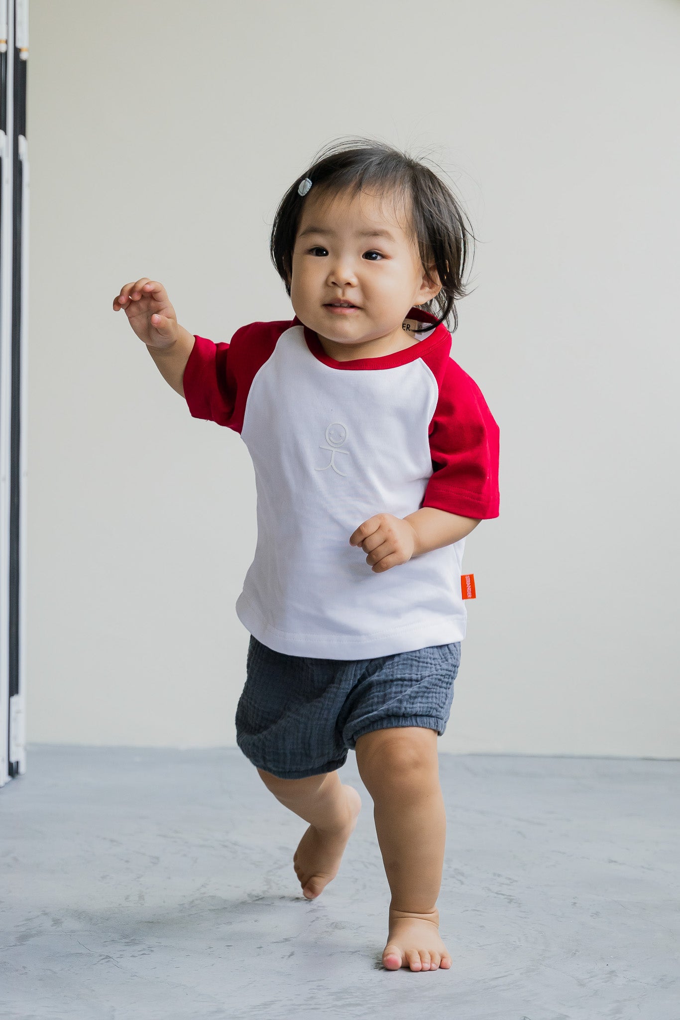 Colour Block Baseball Kid's Tee in Red