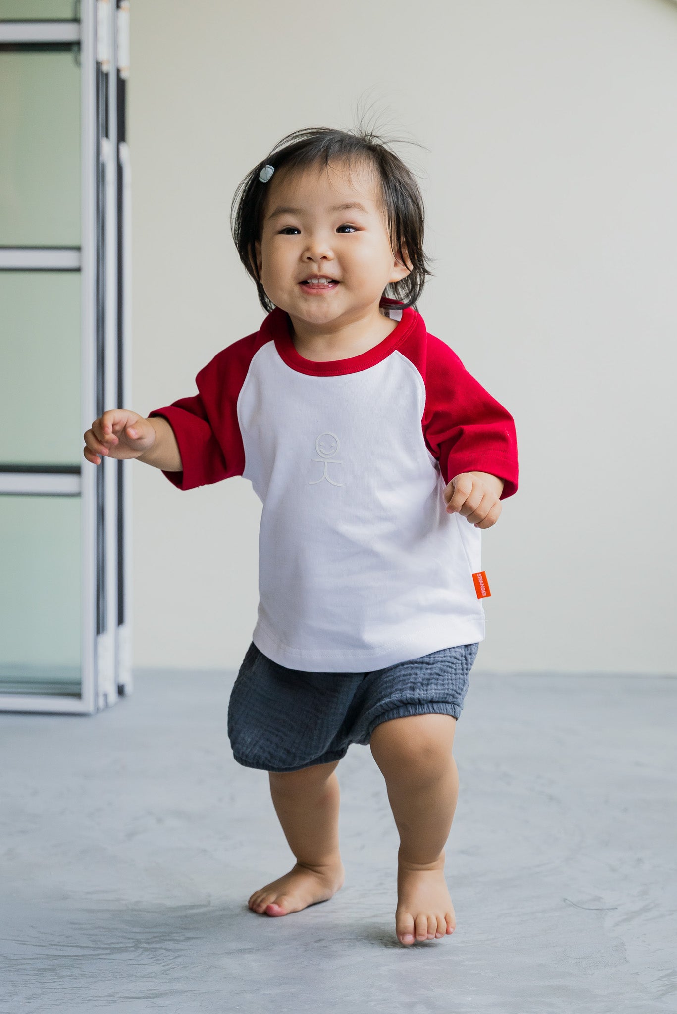 Colour Block Baseball Kid's Tee in Red