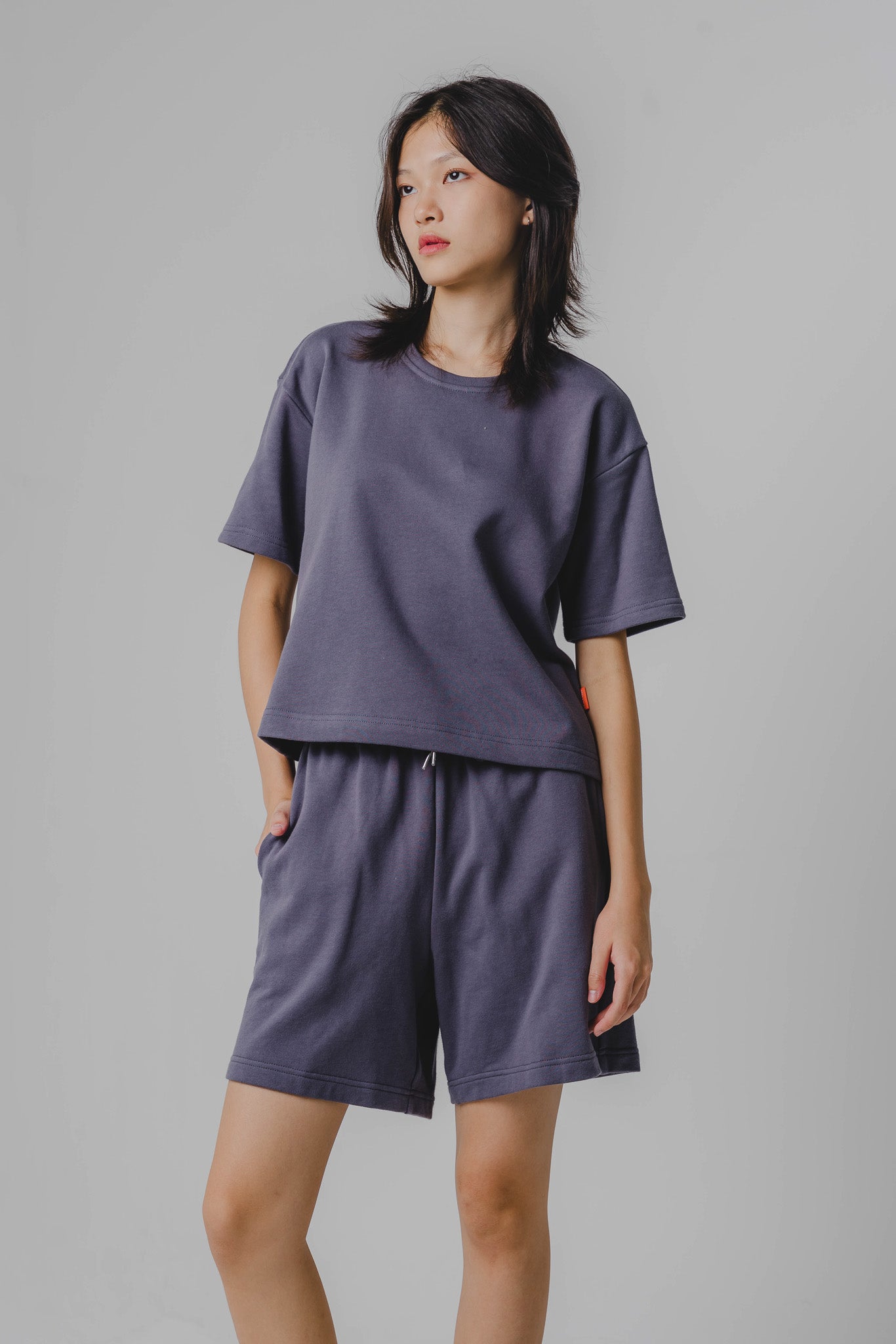 Staple Short Sleeve Sweat Shirt in Charcoal