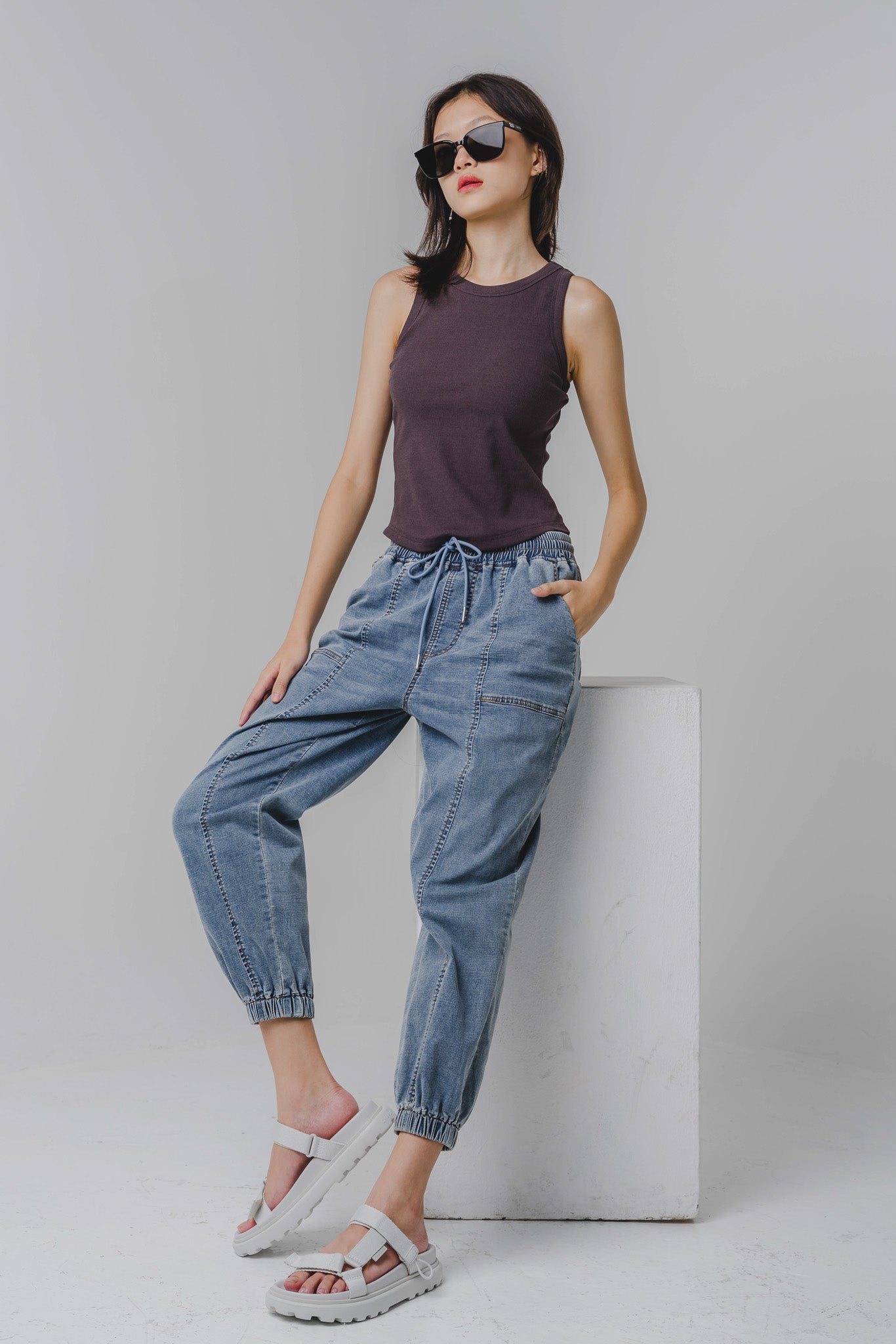 Staple Padded Tank in Dark Grey