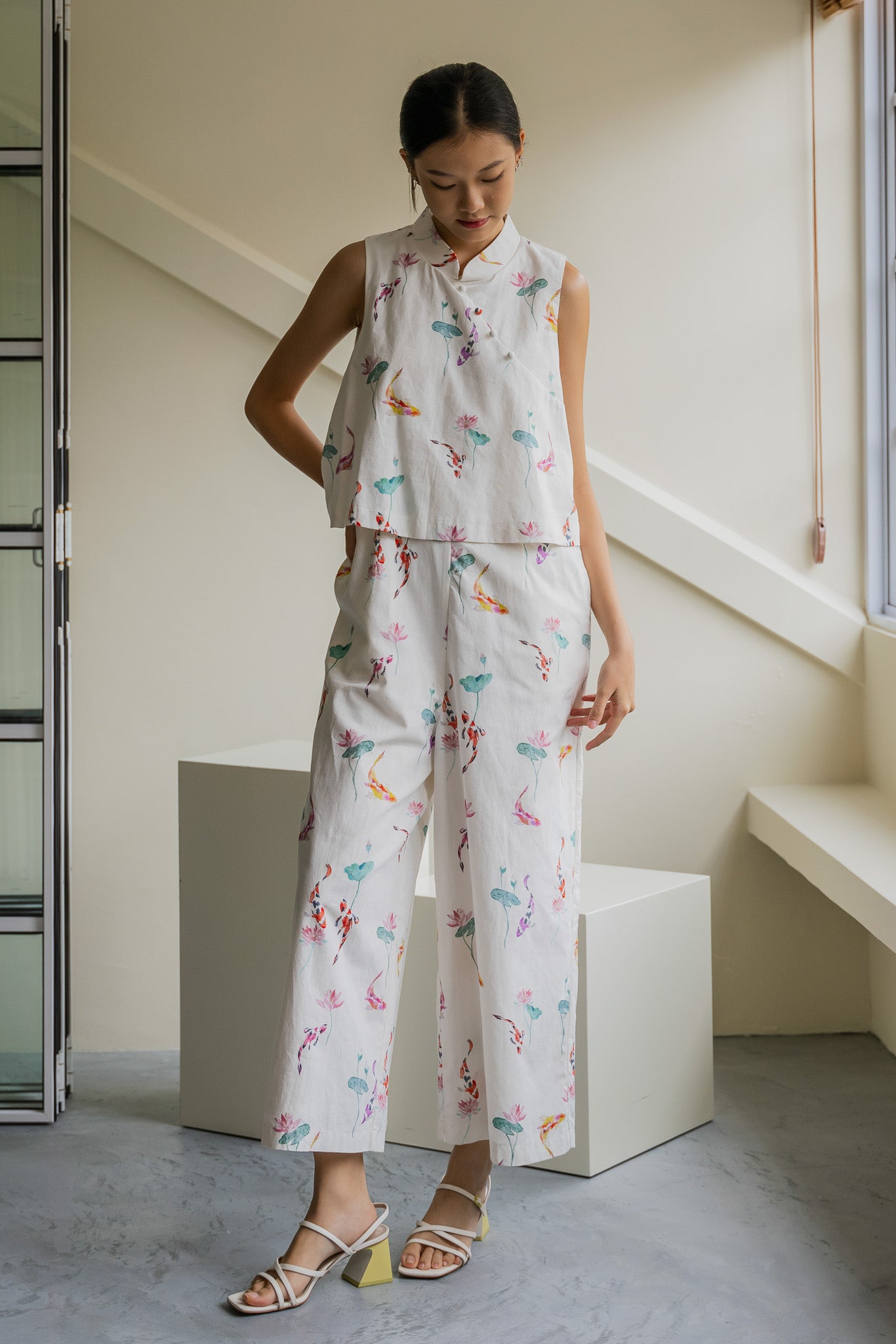 Abundance Mandarin Linen Jumpsuit in Whisper