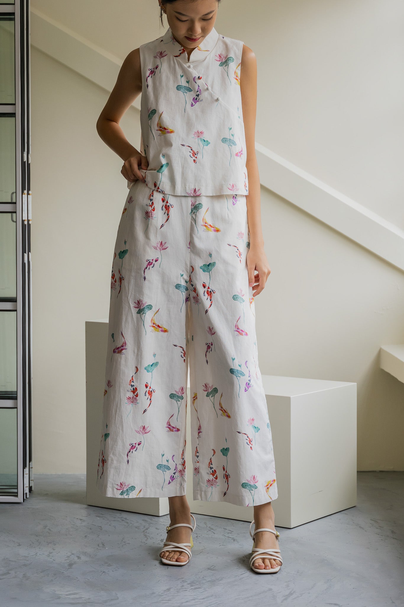 Abundance Mandarin Linen Jumpsuit in Whisper