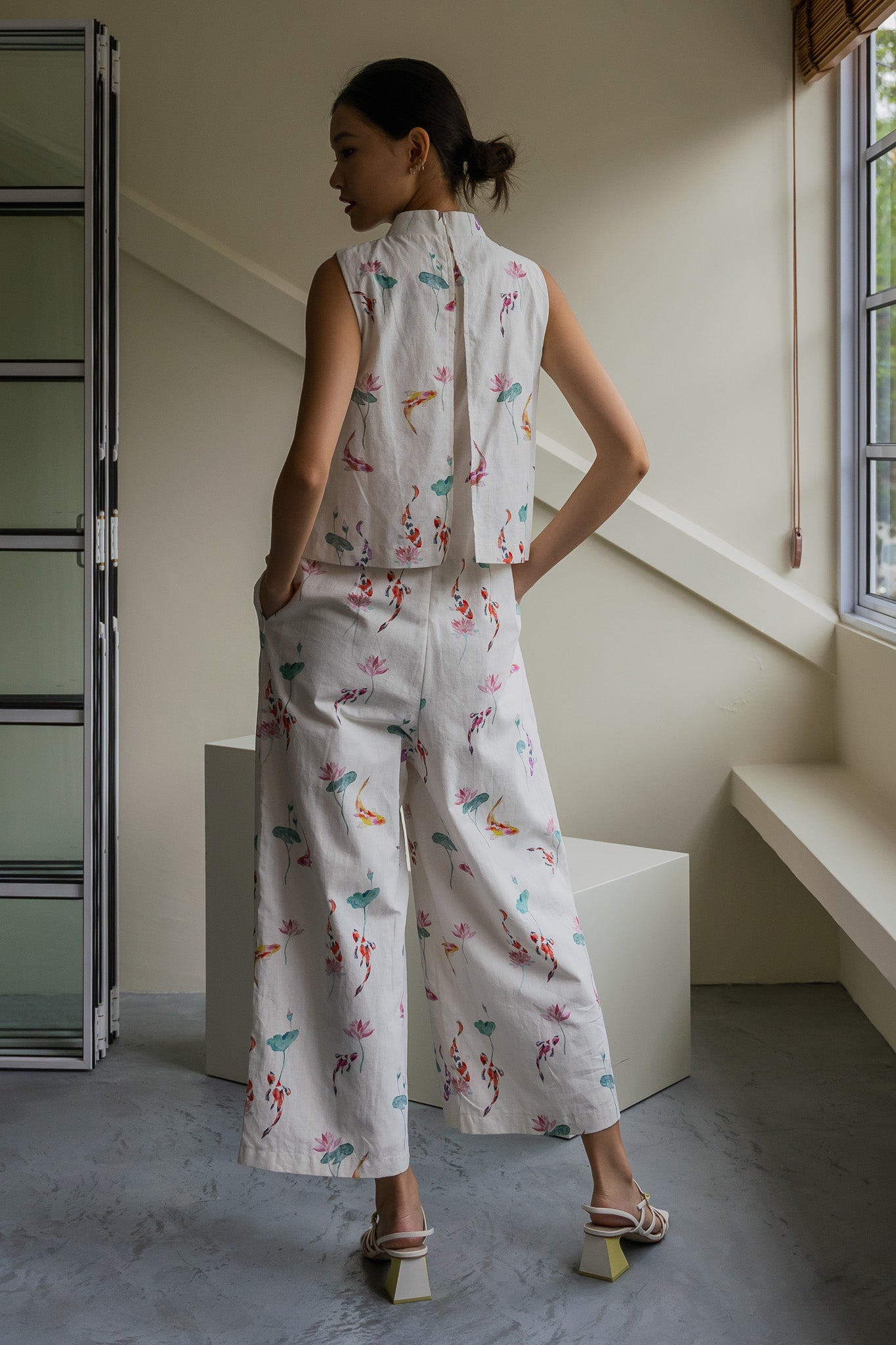 Abundance Mandarin Linen Jumpsuit in Whisper