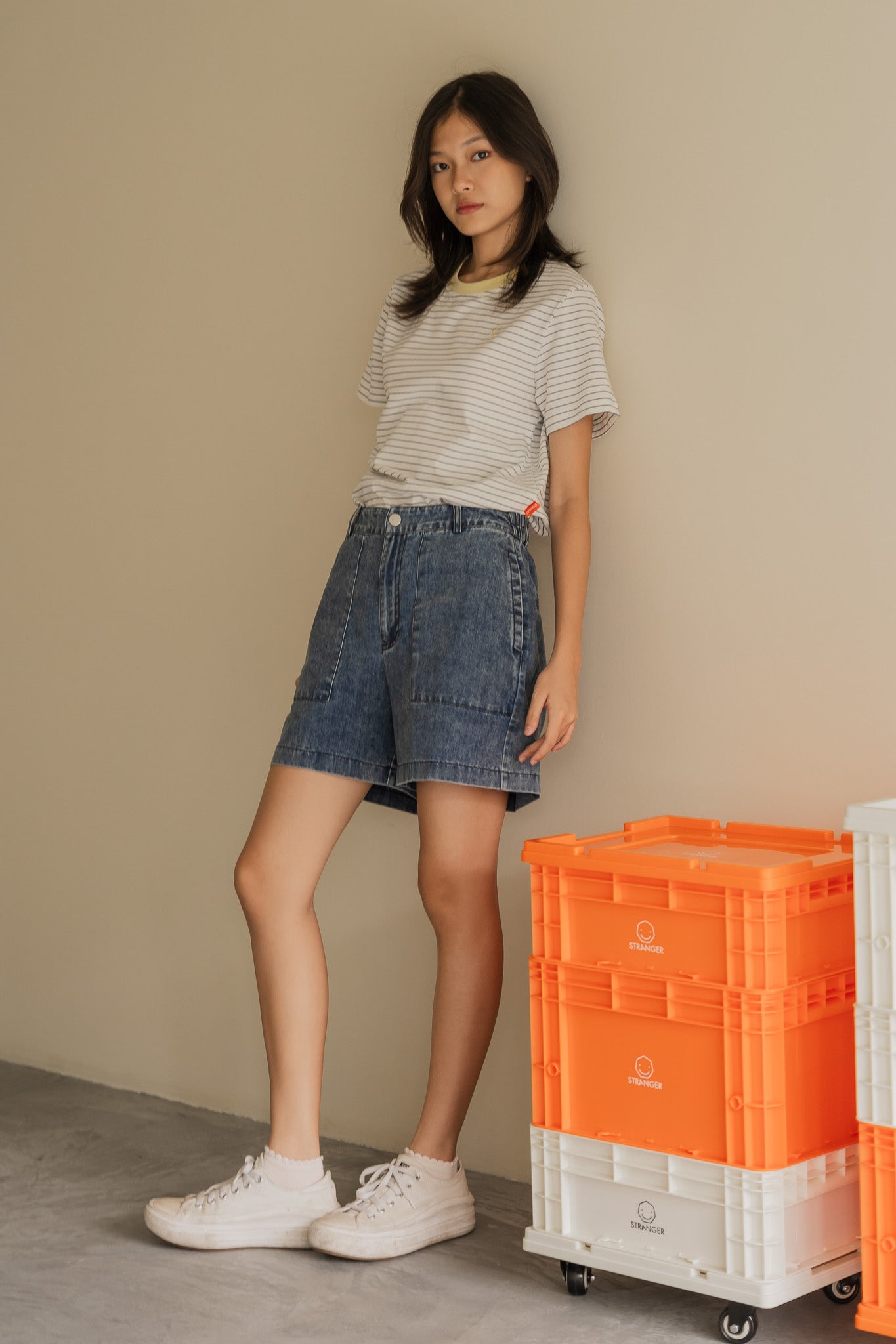 Striped Smiley Logo Tee