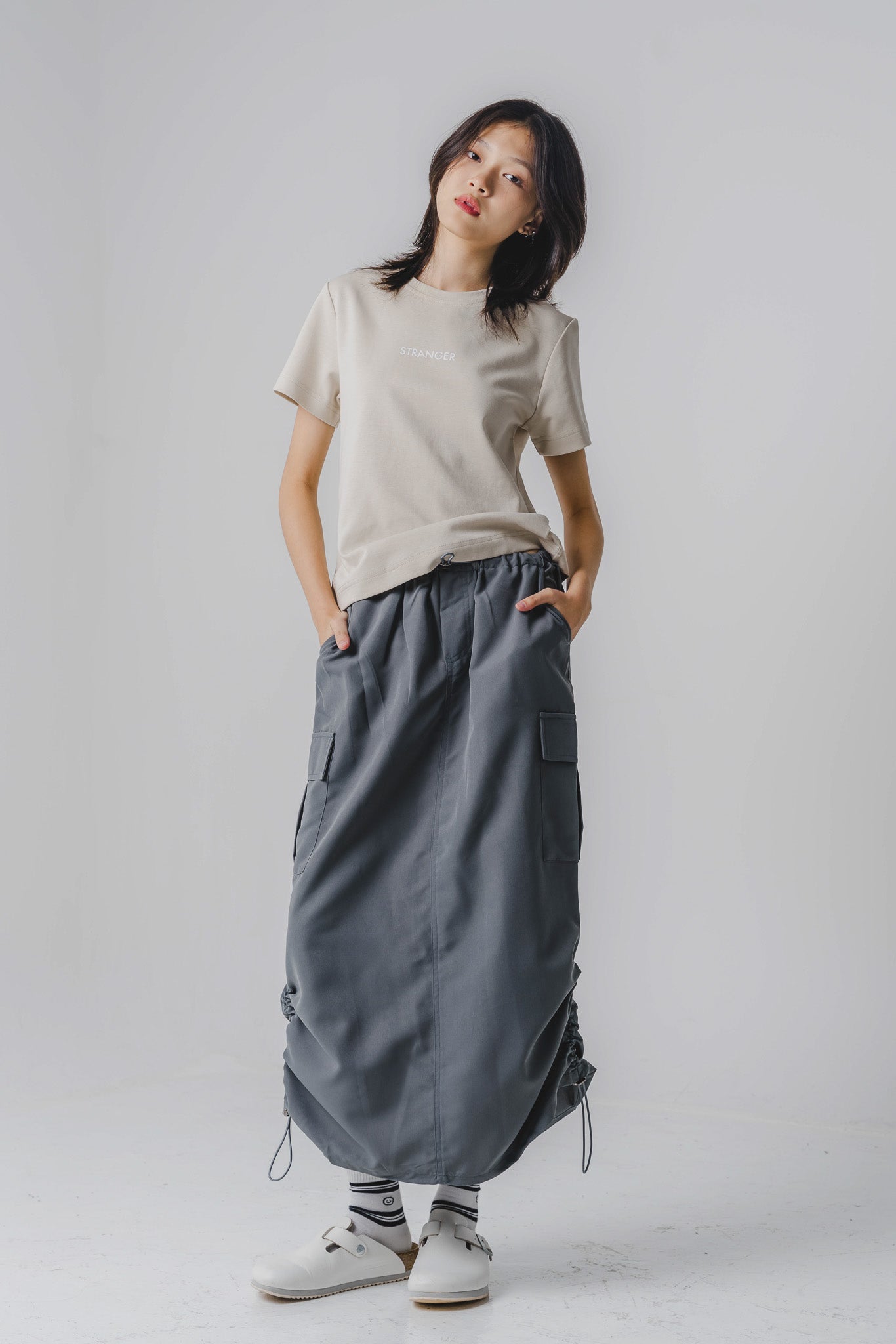 Flynn Utility Maxi Skirt in Grey