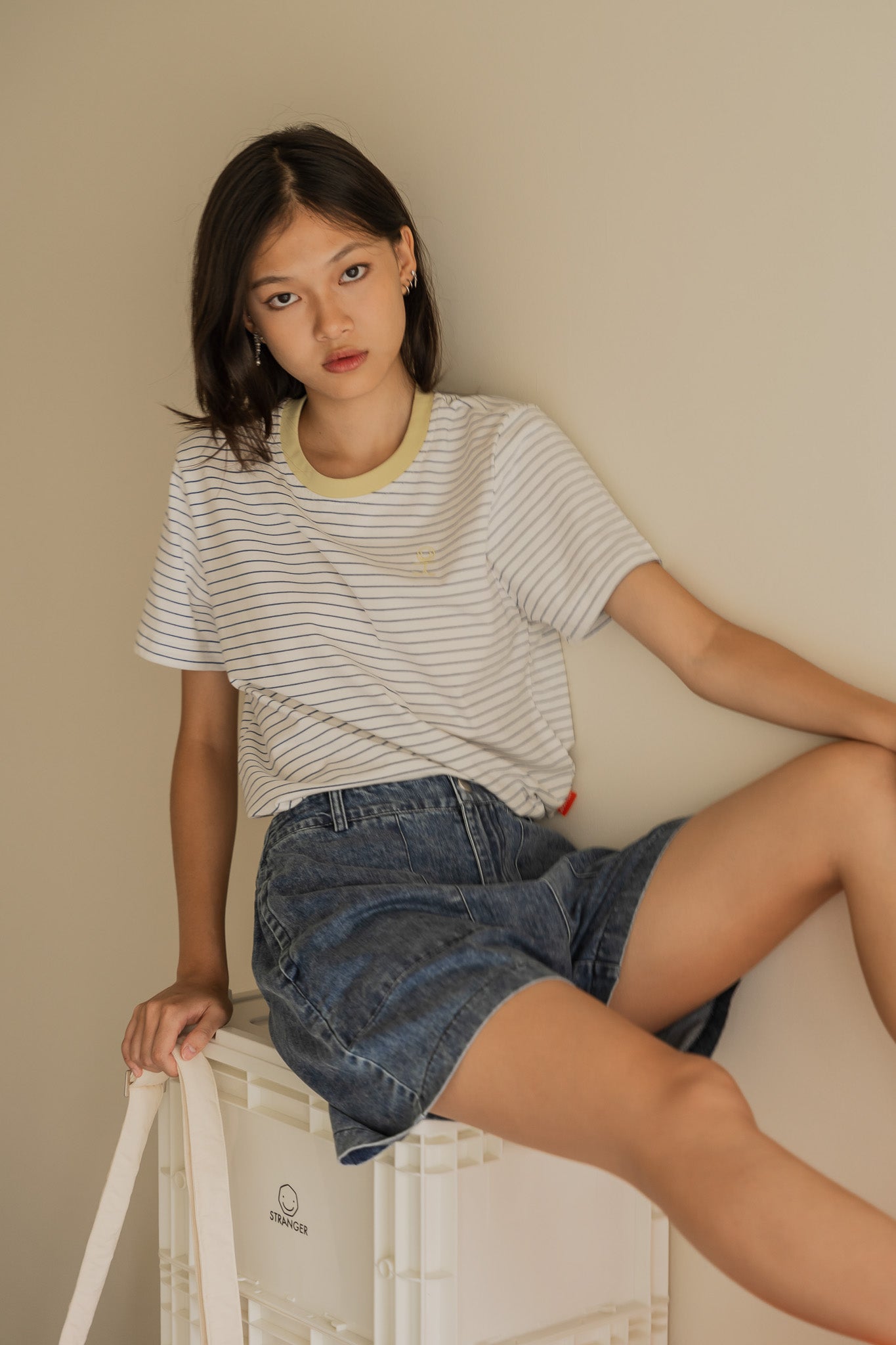 Striped Smiley Logo Tee