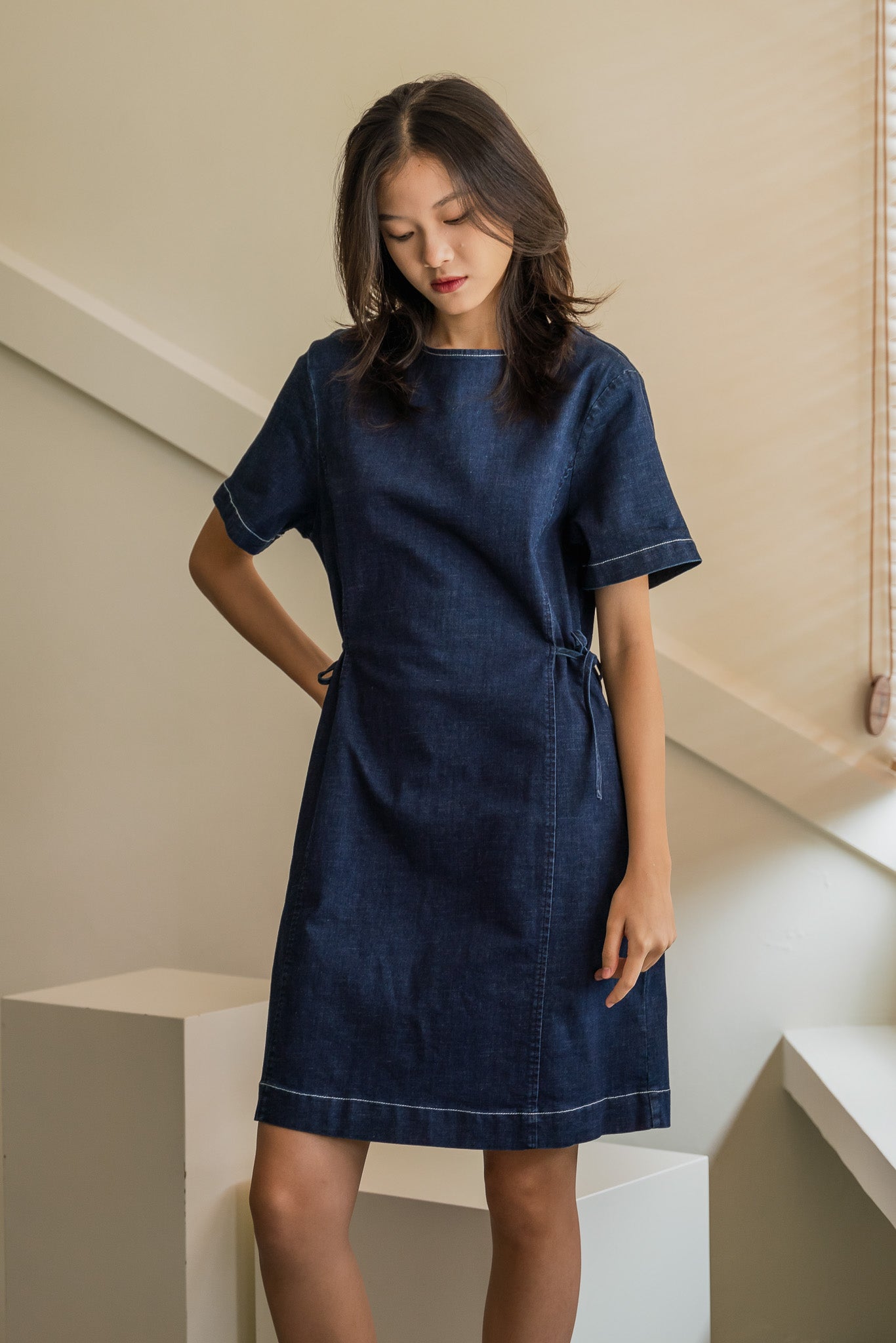 A Little Dainty Denim Dress in Dark Wash
