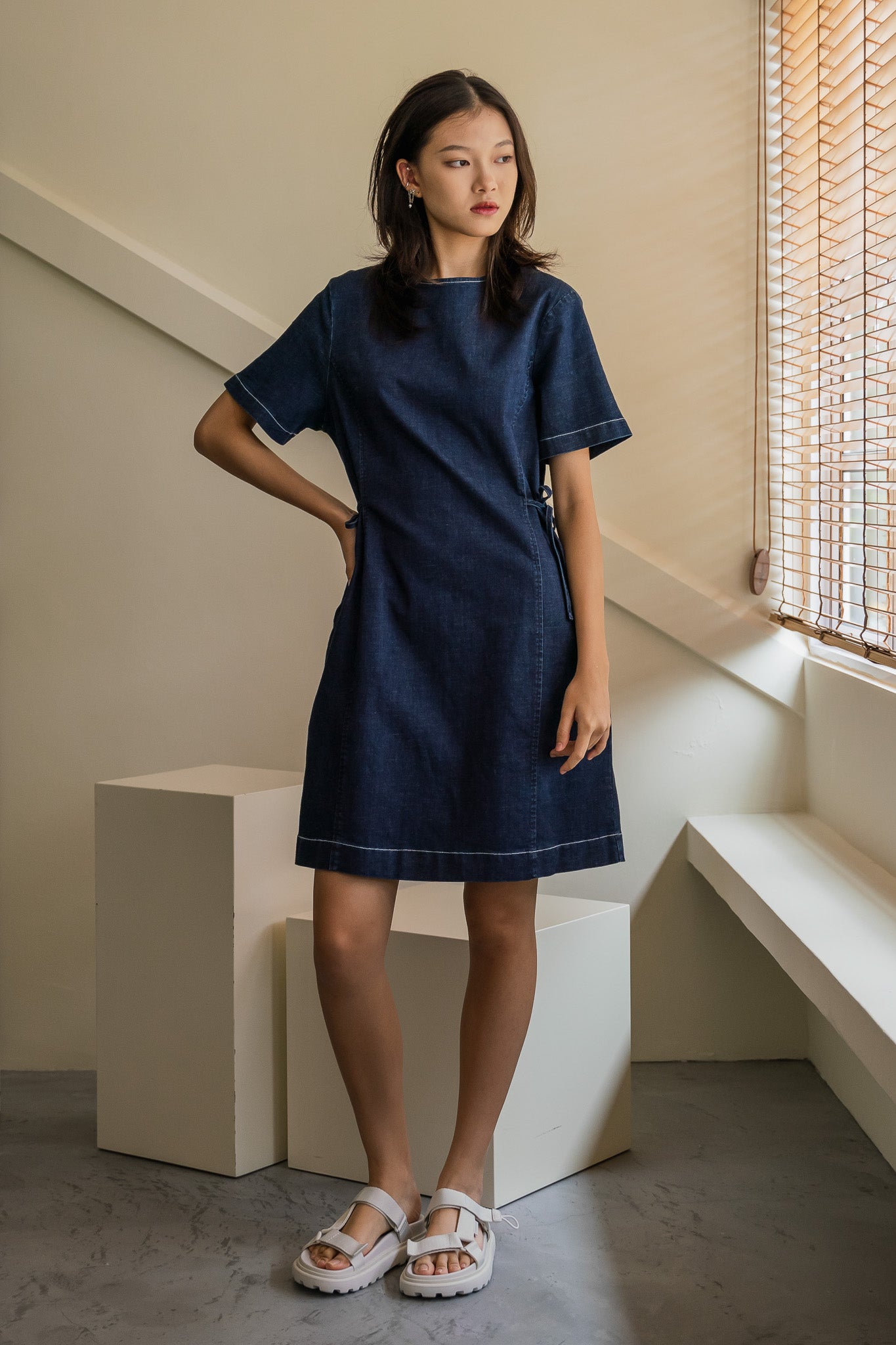 A Little Dainty Denim Dress in Dark Wash