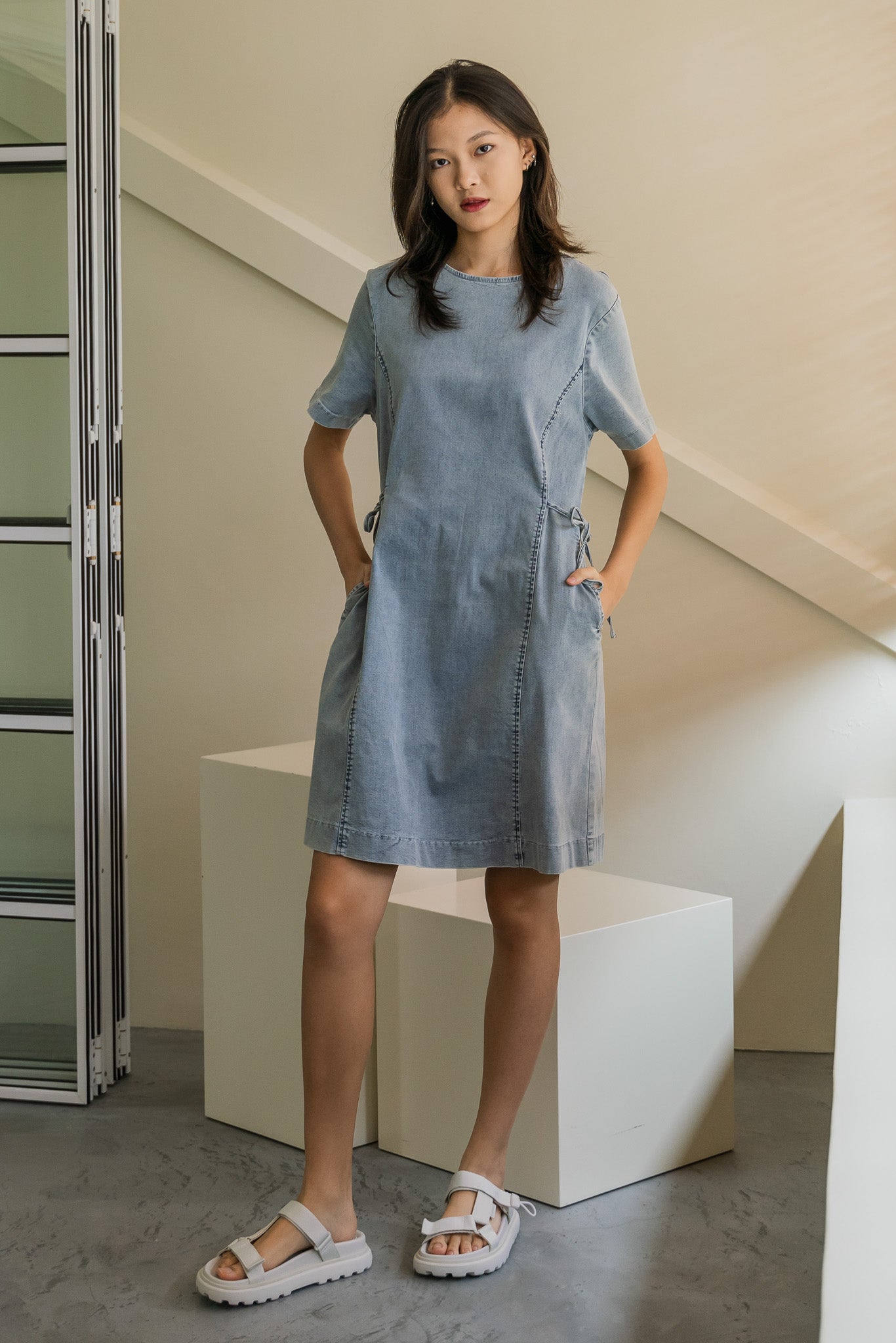 A Little Dainty Denim Dress in Light Wash