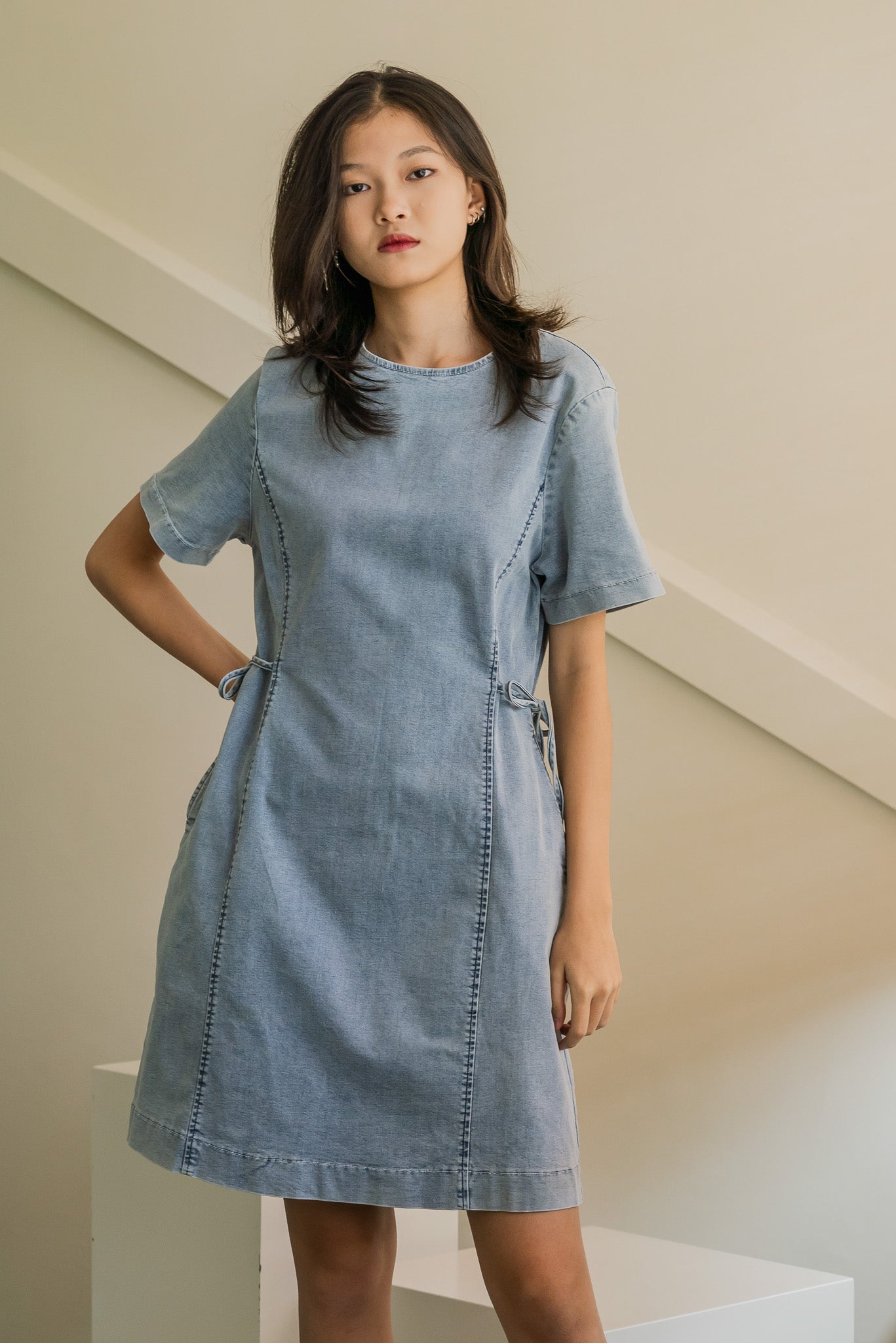 A Little Dainty Denim Dress in Light Wash