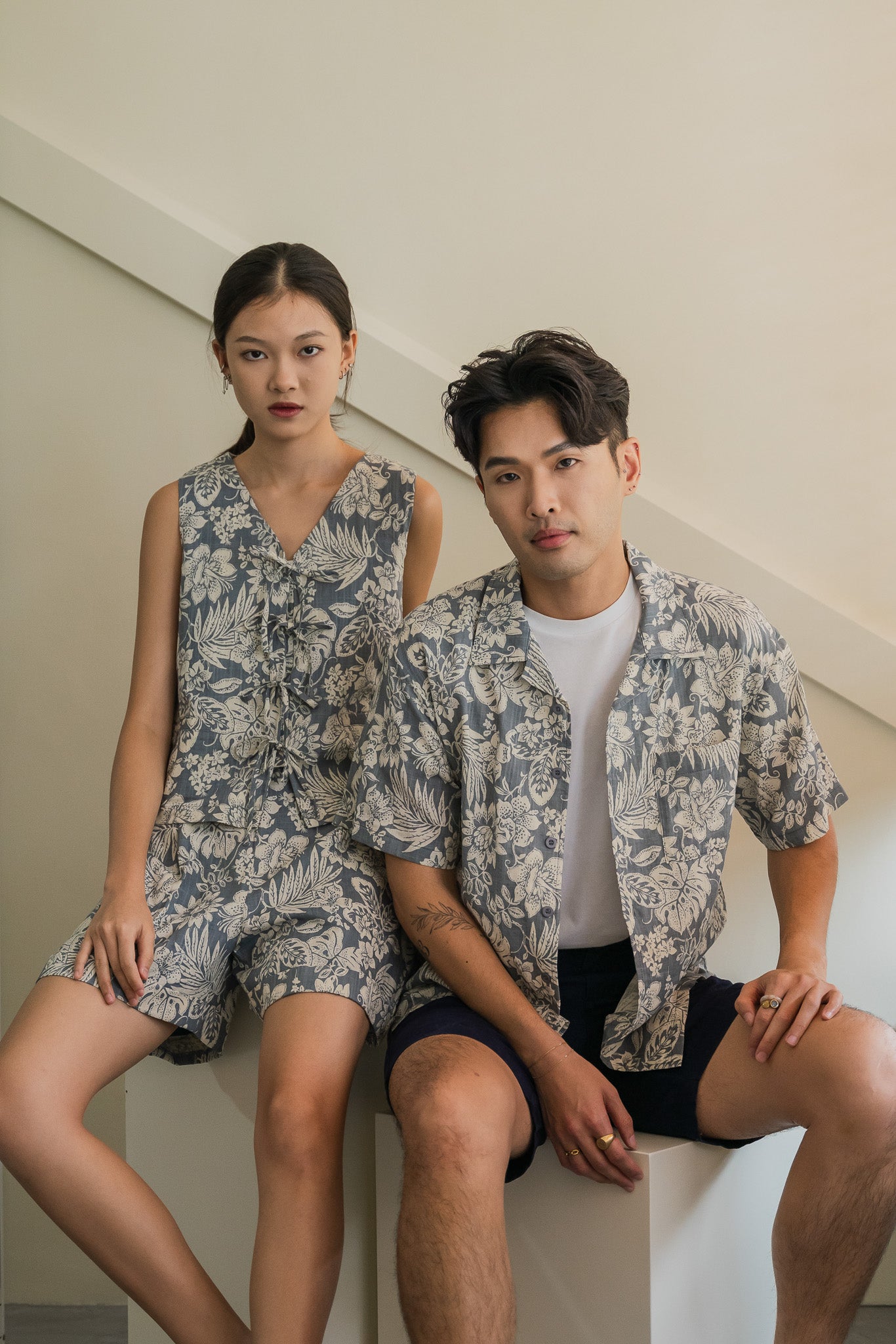 Heritage Printed Men's Camp Collar Shirt in Sky