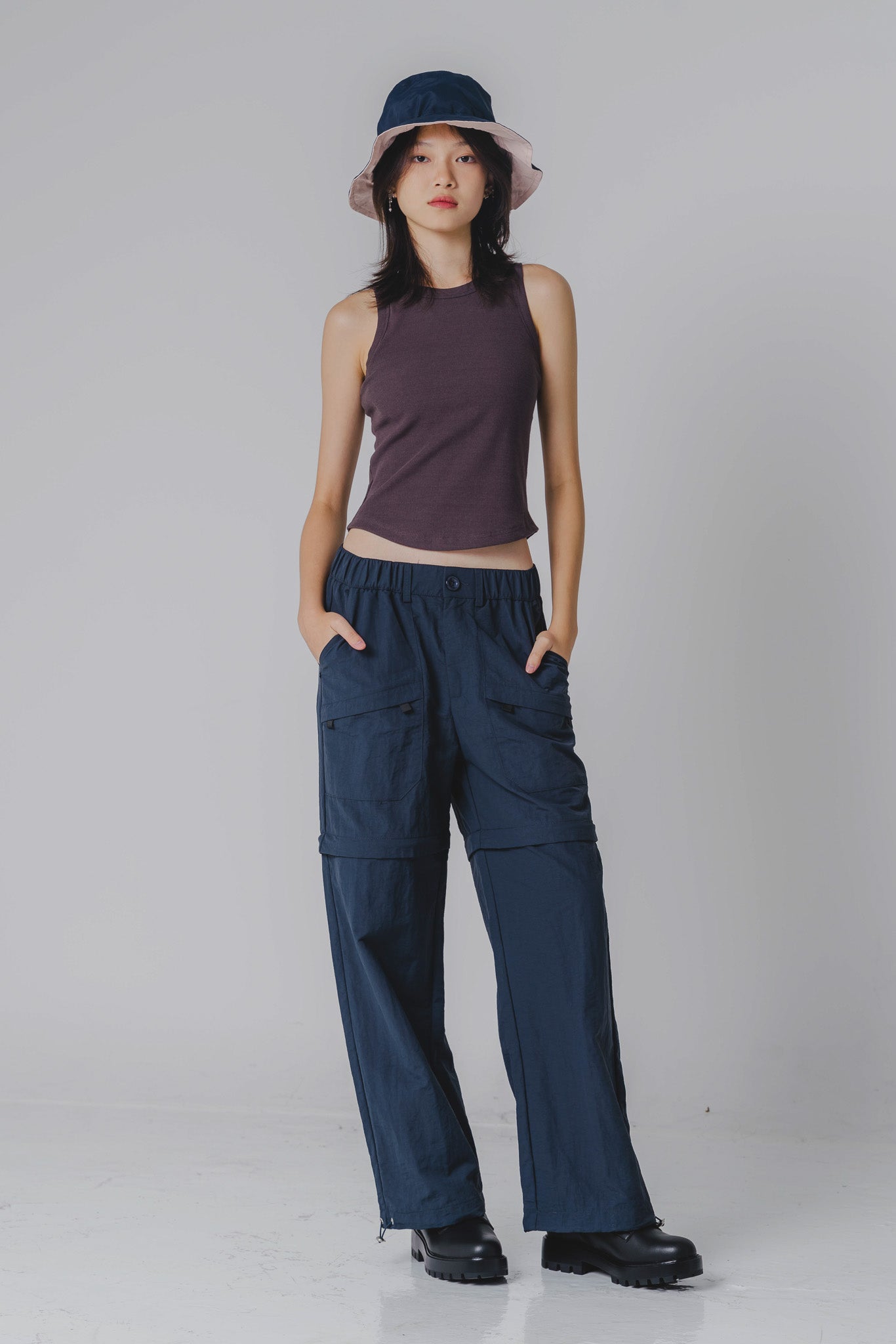 Two-Way Nylon Utility Pants/Berms in Navy