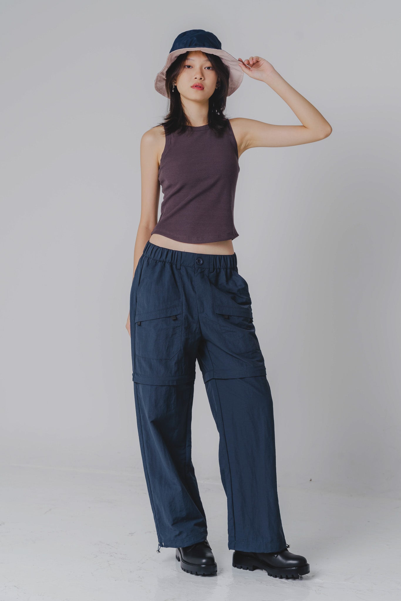 Two-Way Nylon Utility Pants/Berms in Navy
