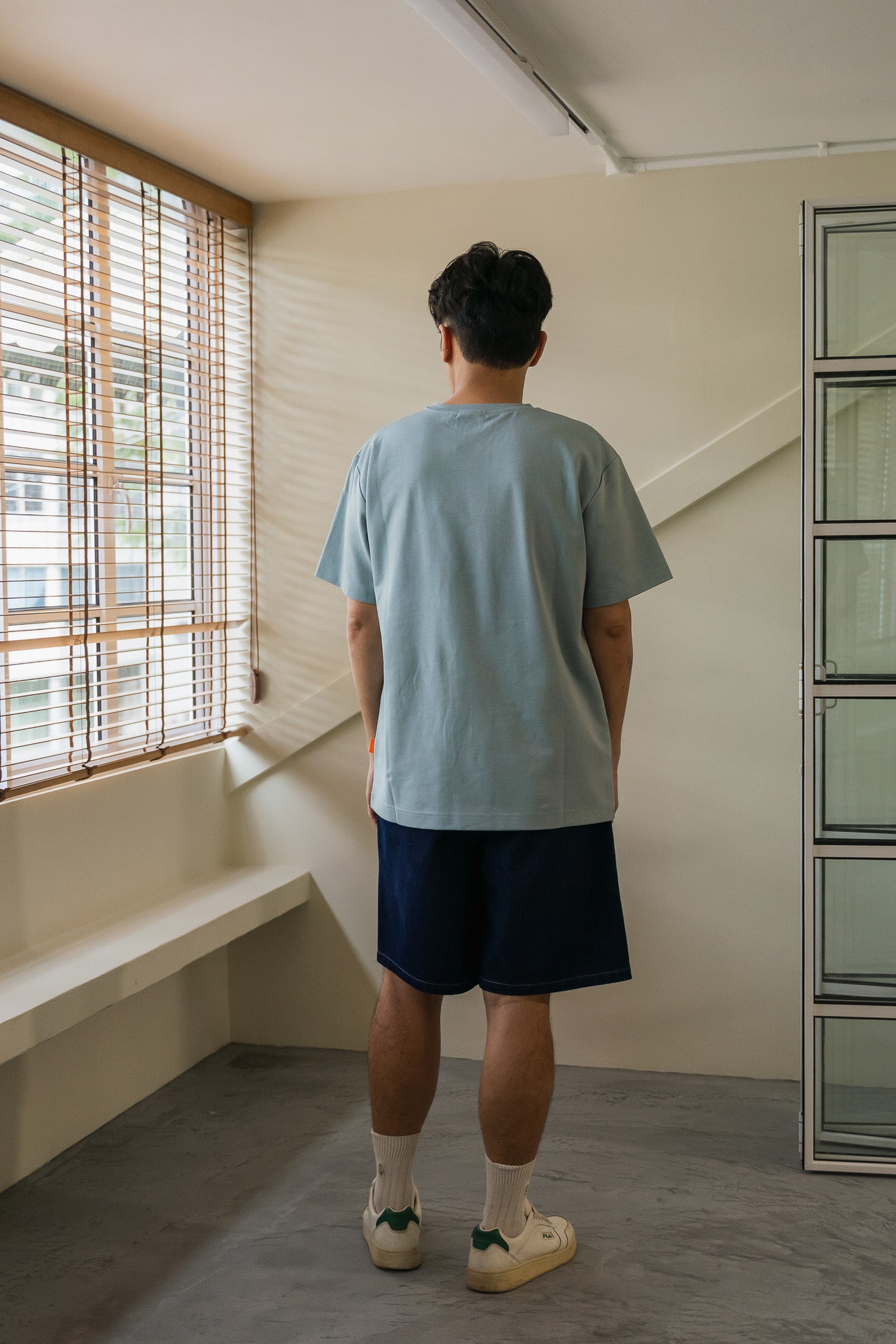 STRANGER Men's Embroidered Logo Tee in Light Blue